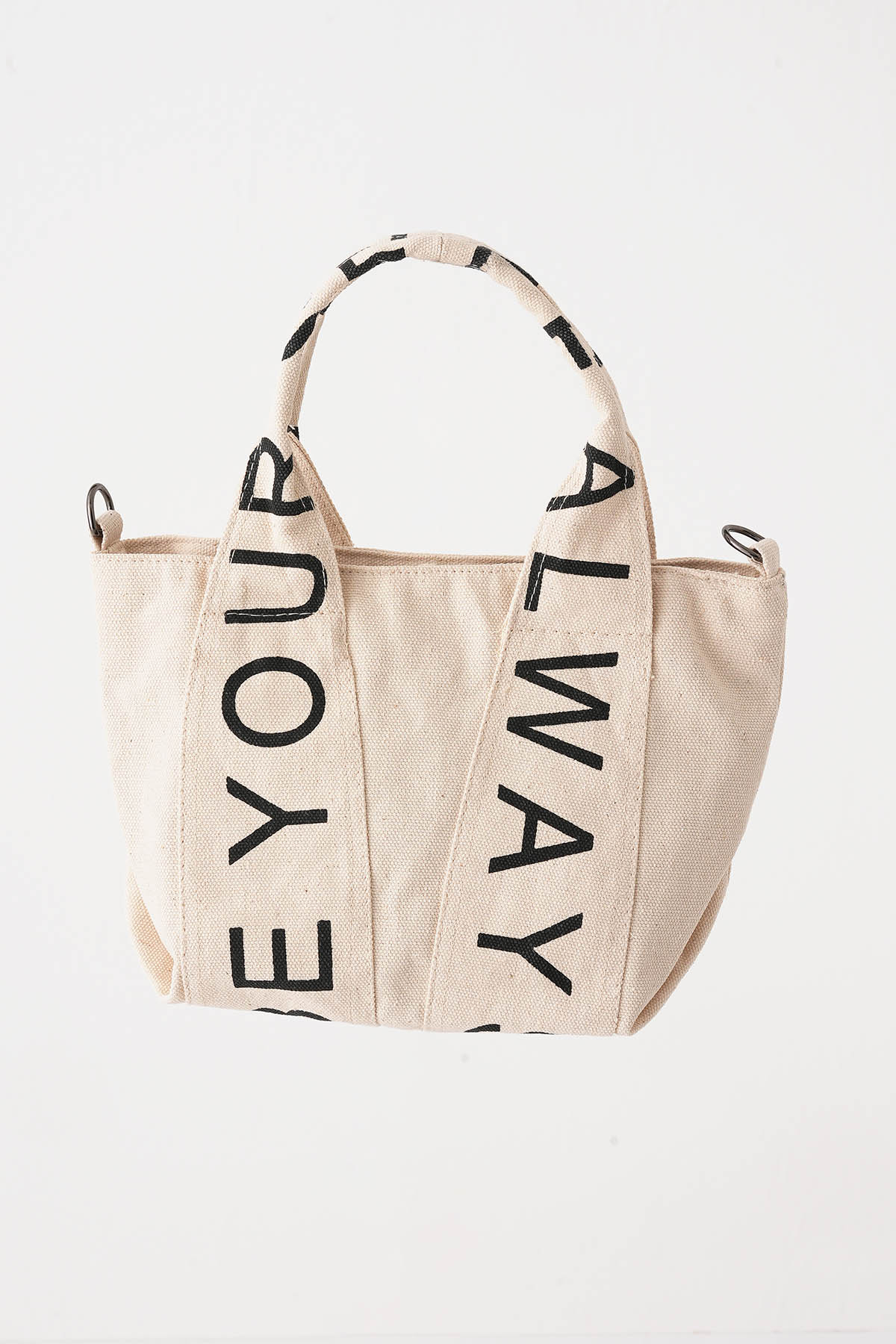 7063 Baskılı Kanvas Çanta Krem 