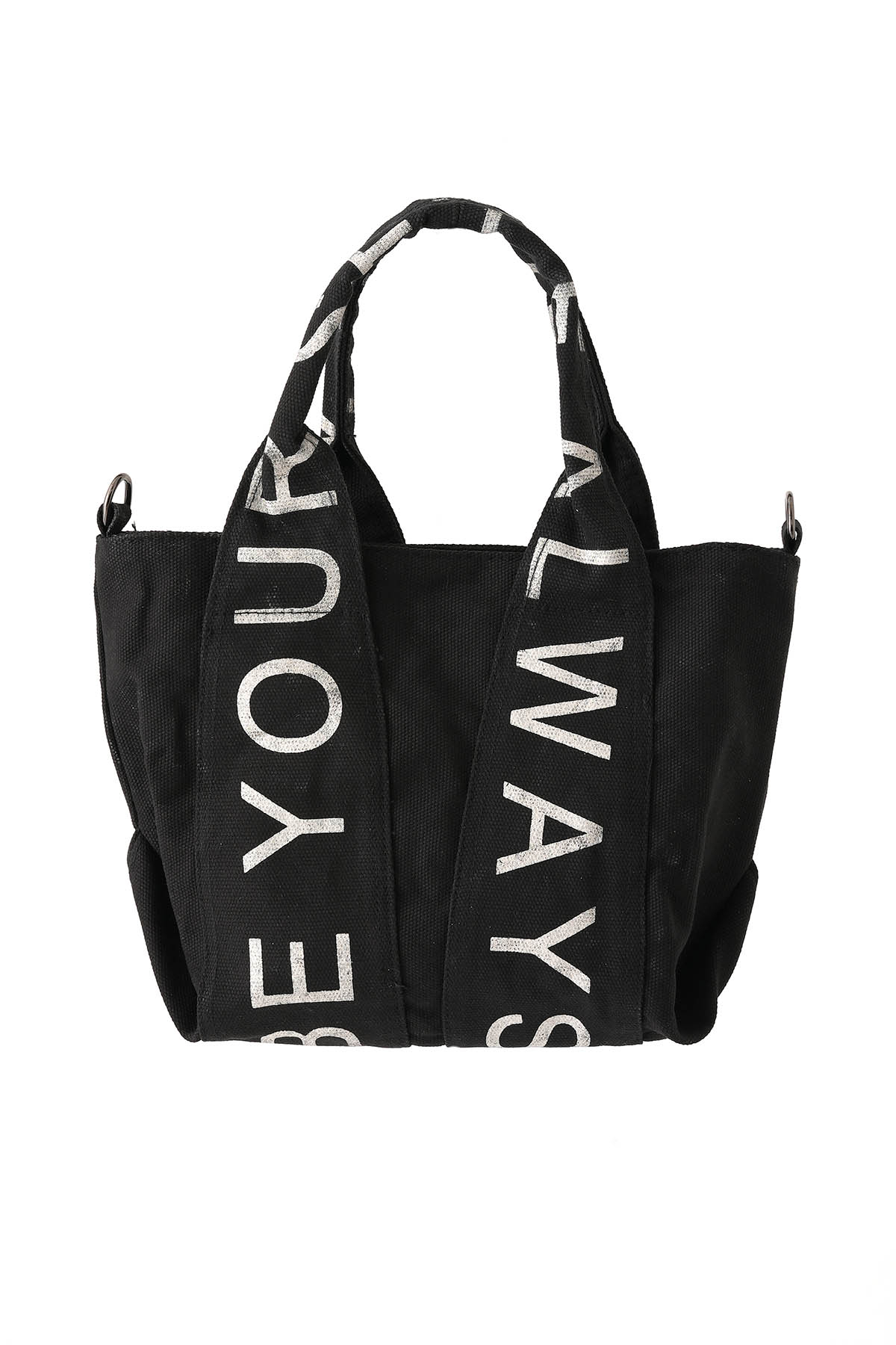 7063 Baskılı Kanvas Çanta Siyah 