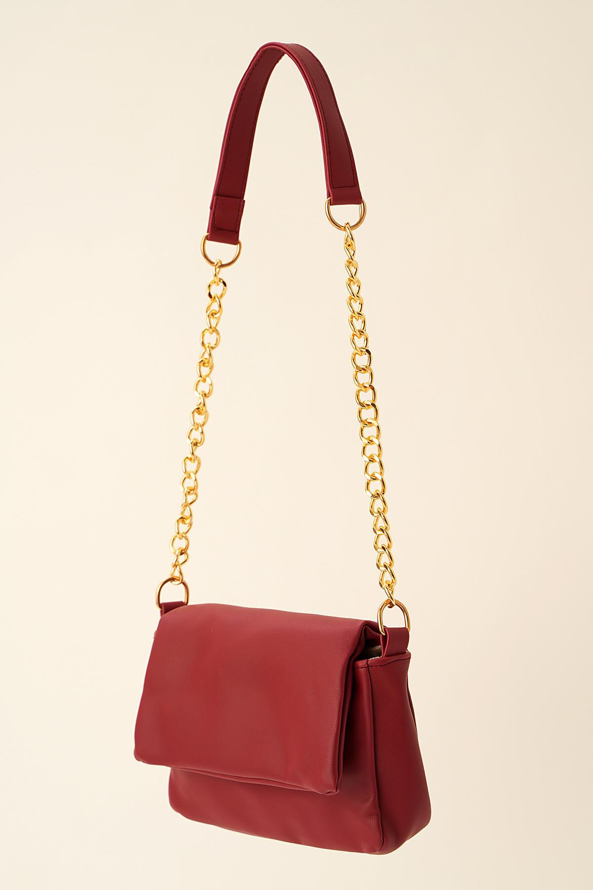 Bordo Chaıns Zincir Detaylı Çanta 7065 - 1