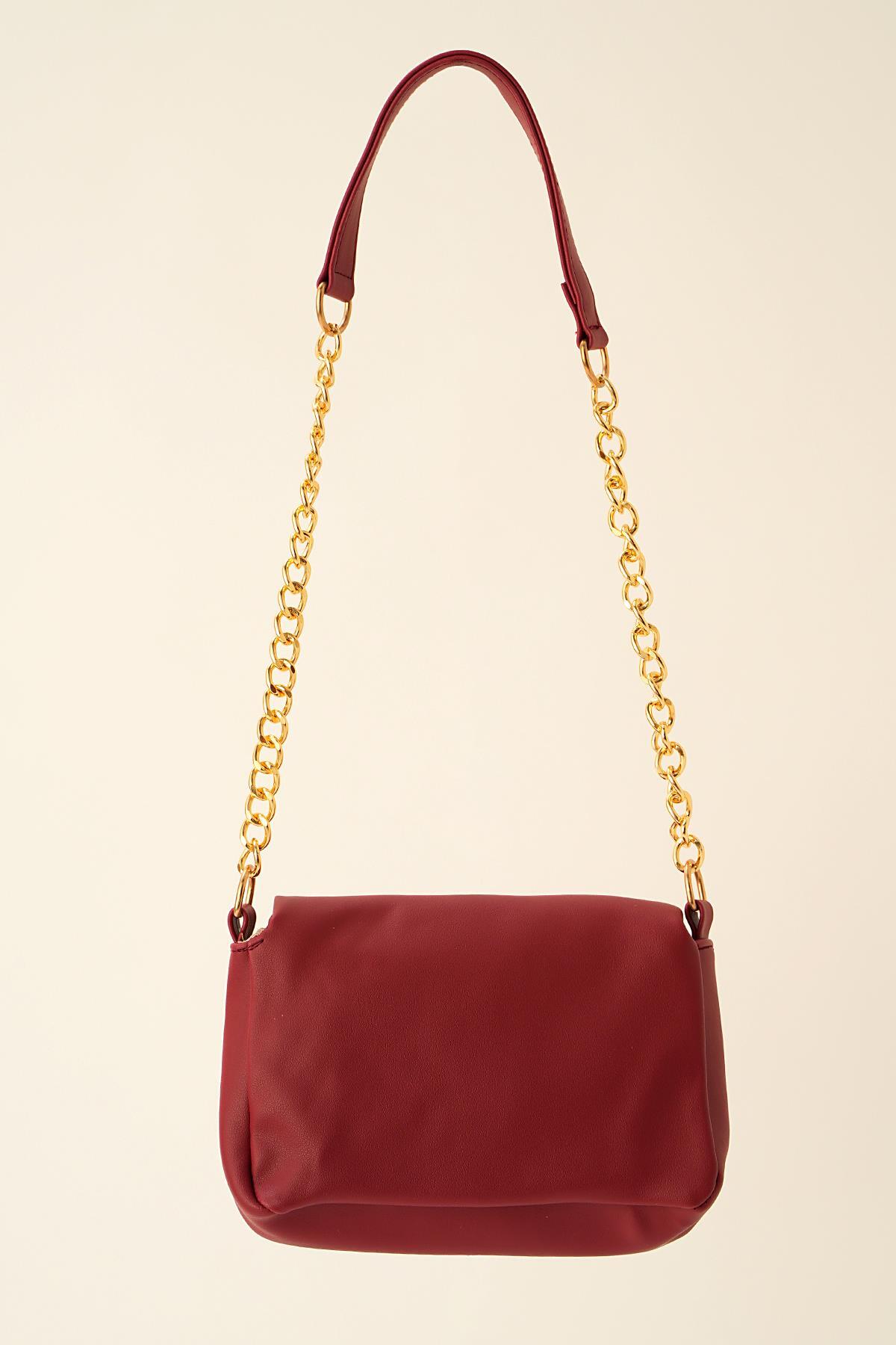 Bordo Chaıns Zincir Detaylı Çanta 7065 - 2