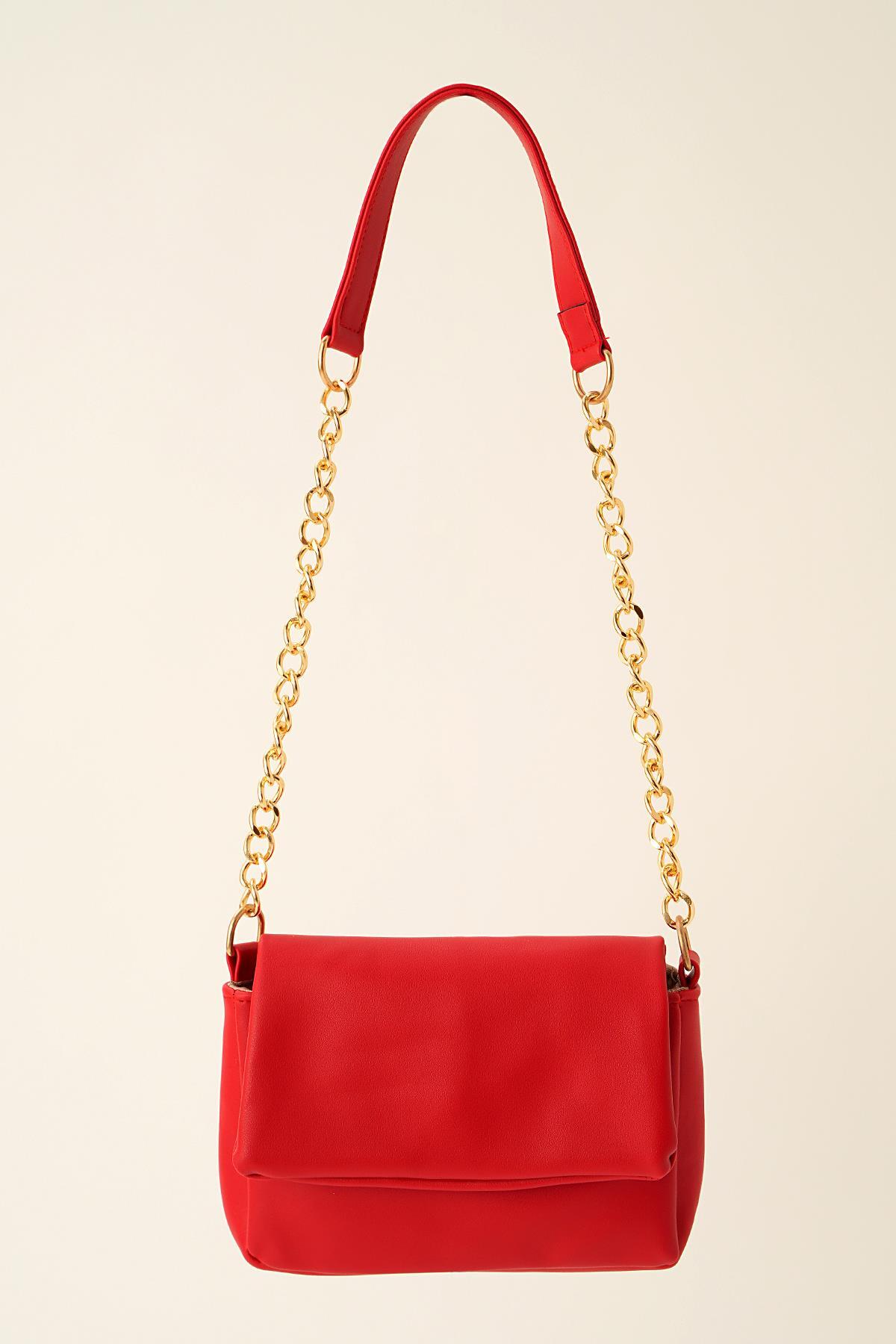 Kırmızı Chaıns Zincir Detaylı Çanta 7065 - 2