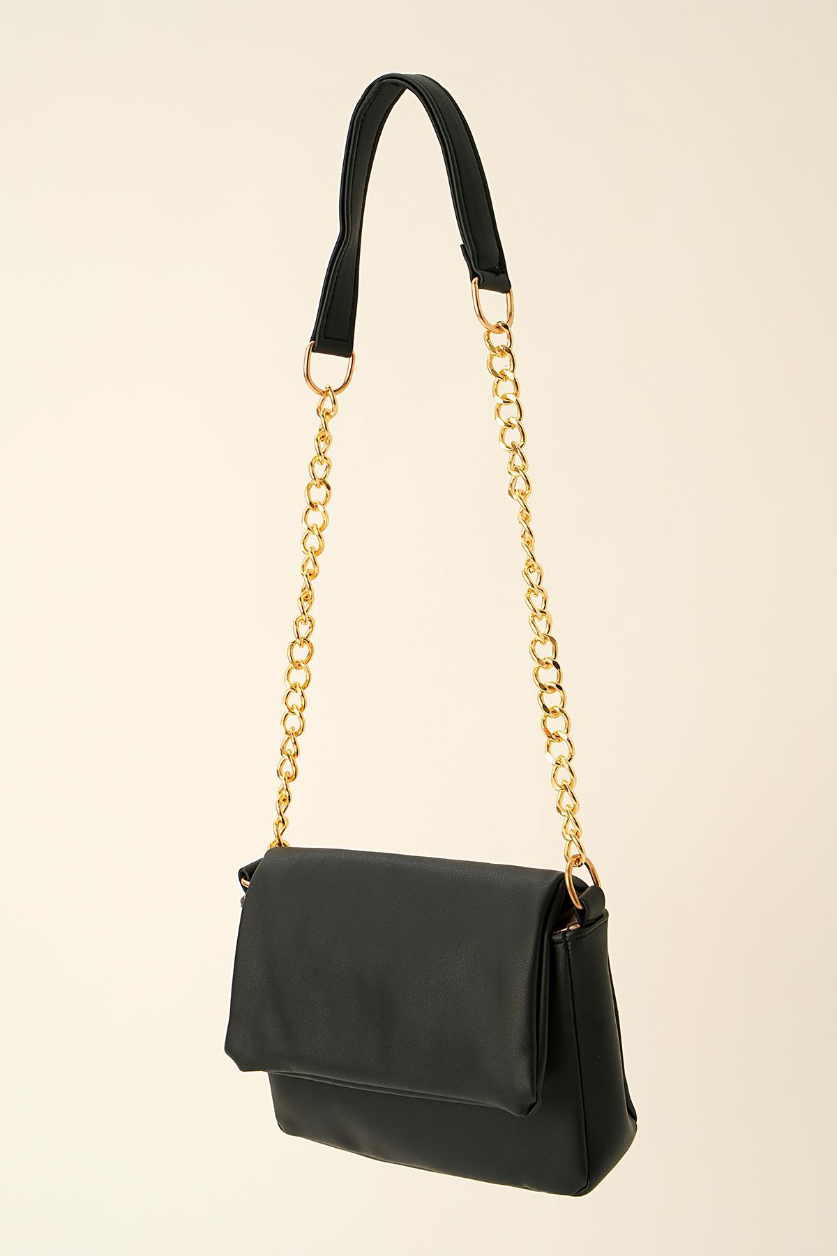 Siyah Chaıns Zincir Detaylı Çanta 7065 - 1