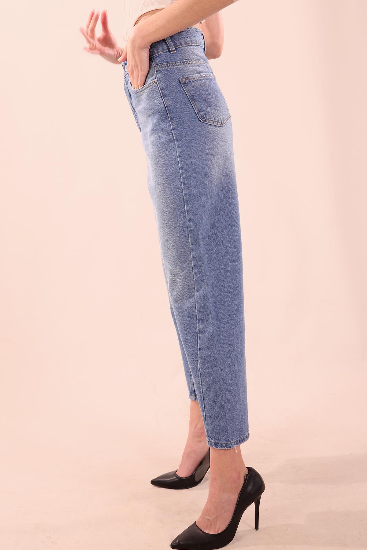 Koyu Mavi Paça Dikiş Detay Mom Jean 7077 - 4