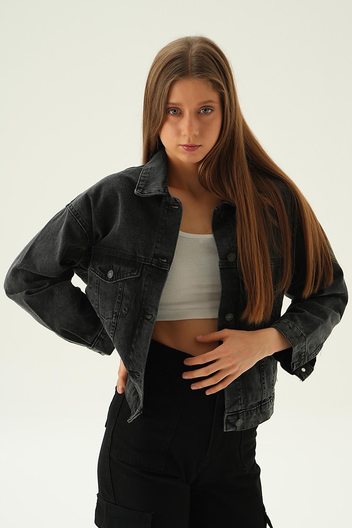 Füme Oversize Kot Ceket 7084 - 4