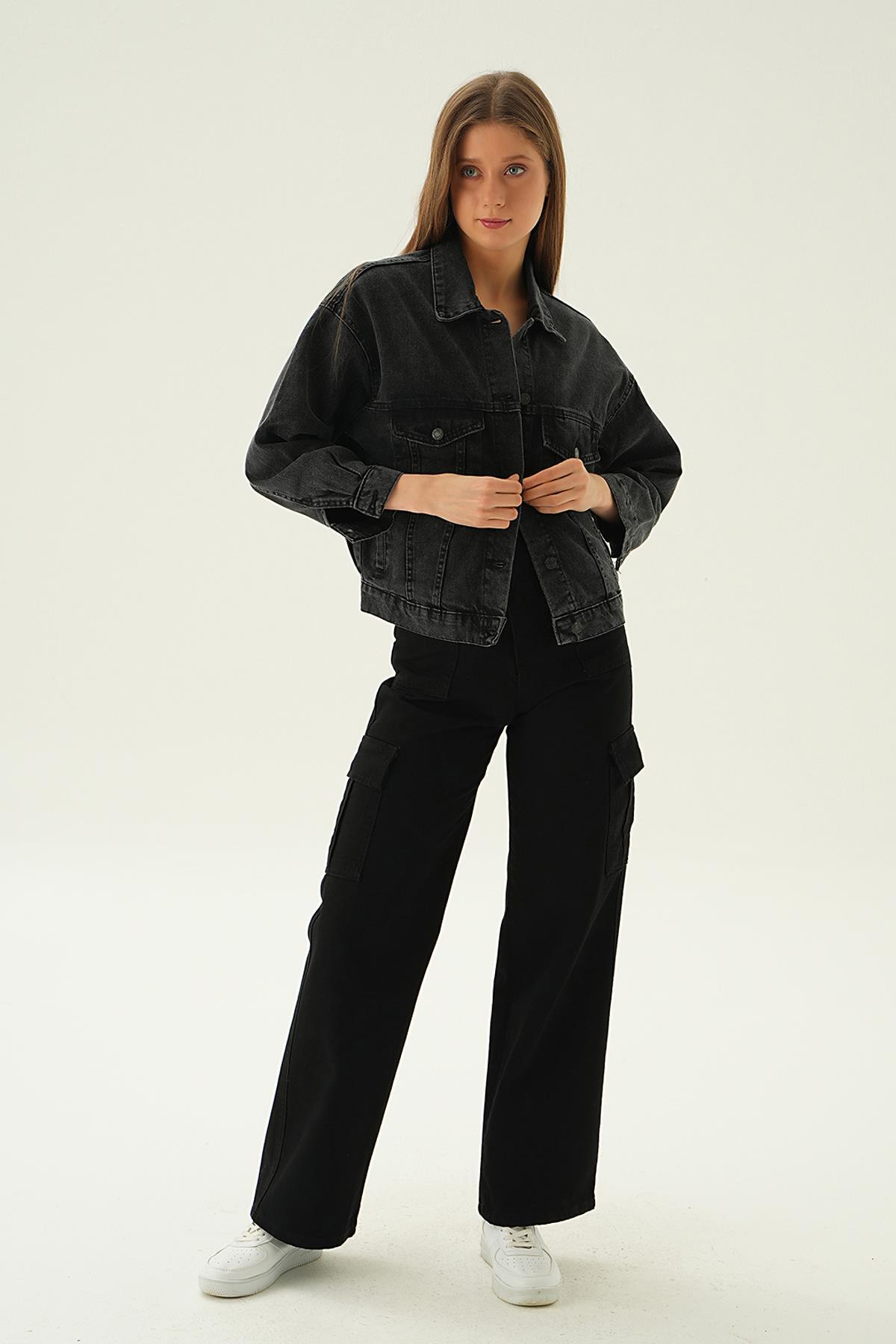Füme Oversize Kot Ceket 7084 