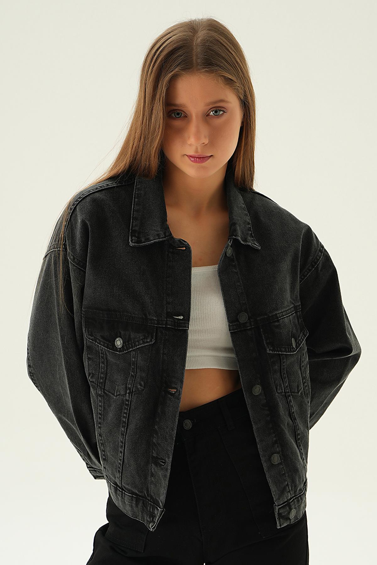 Füme Oversize Kot Ceket 7084 - 2