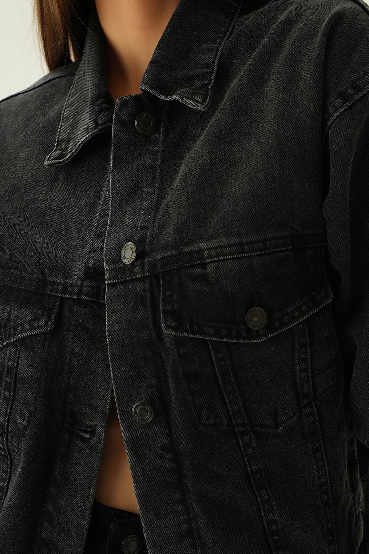Füme Oversize Kot Ceket 7084 - 5