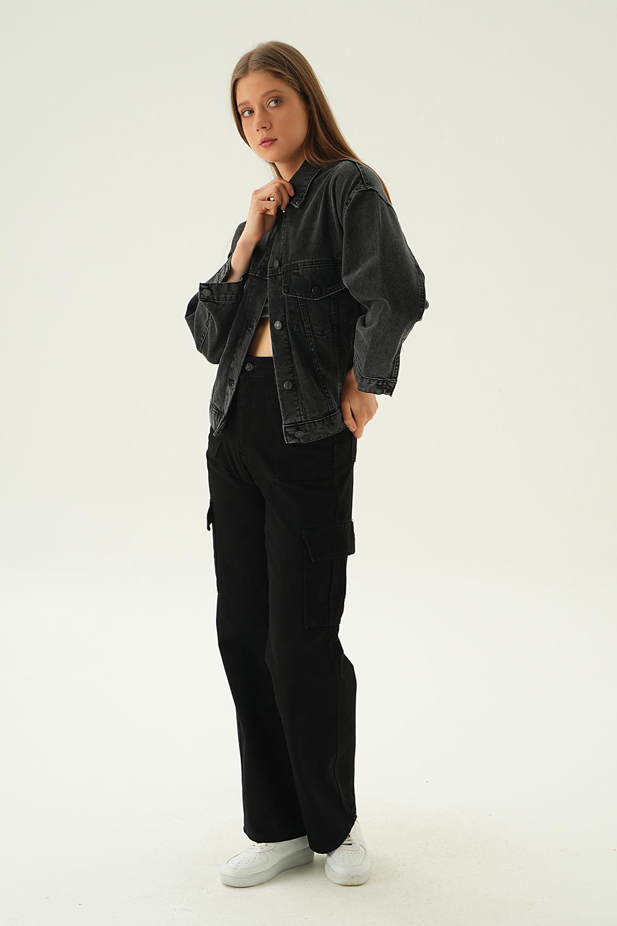 Füme Oversize Kot Ceket 7084 - 6
