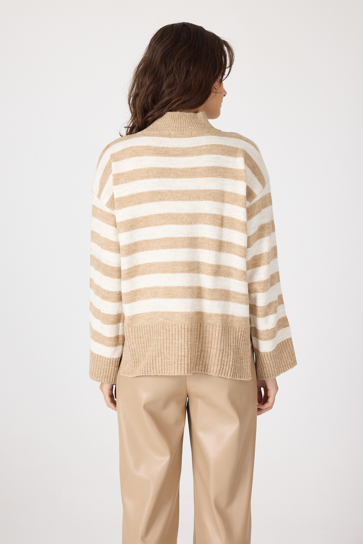 Bisküvi Çizgili İşleme Detaylı Kazak 7090 - 5