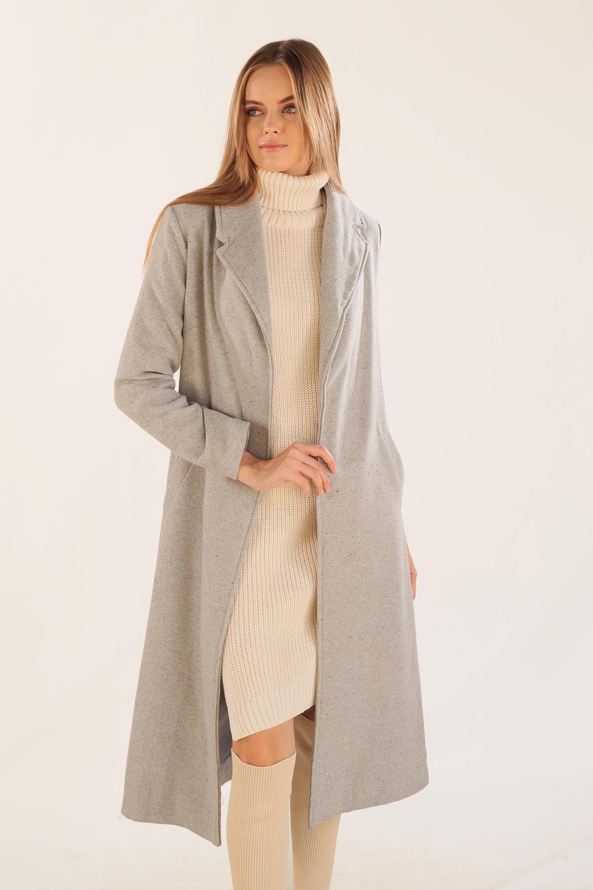 Gri Kol Vatkalı Kaşe Kaban 7100A - 3