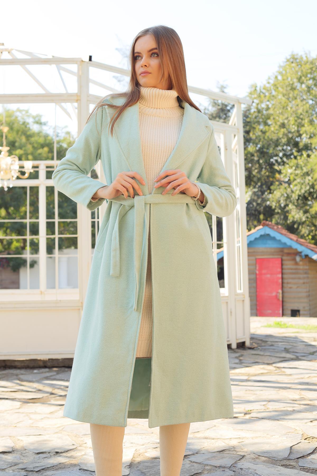 Mint Kol Vatkalı Kaşe Kaban 7100A - 4