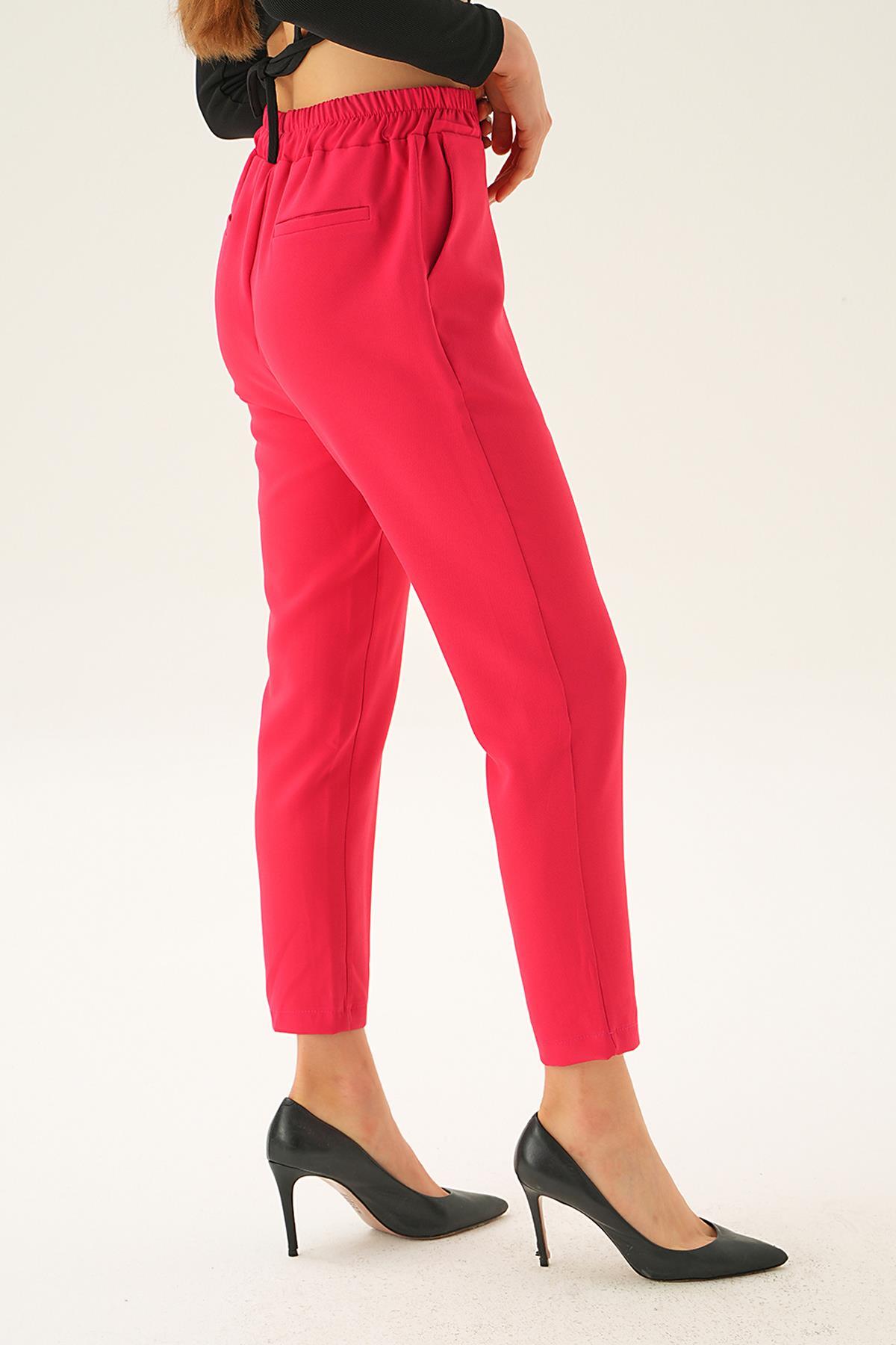 Fuşya Bel Aksesuar Detay Pantolon 7105-1 - 3