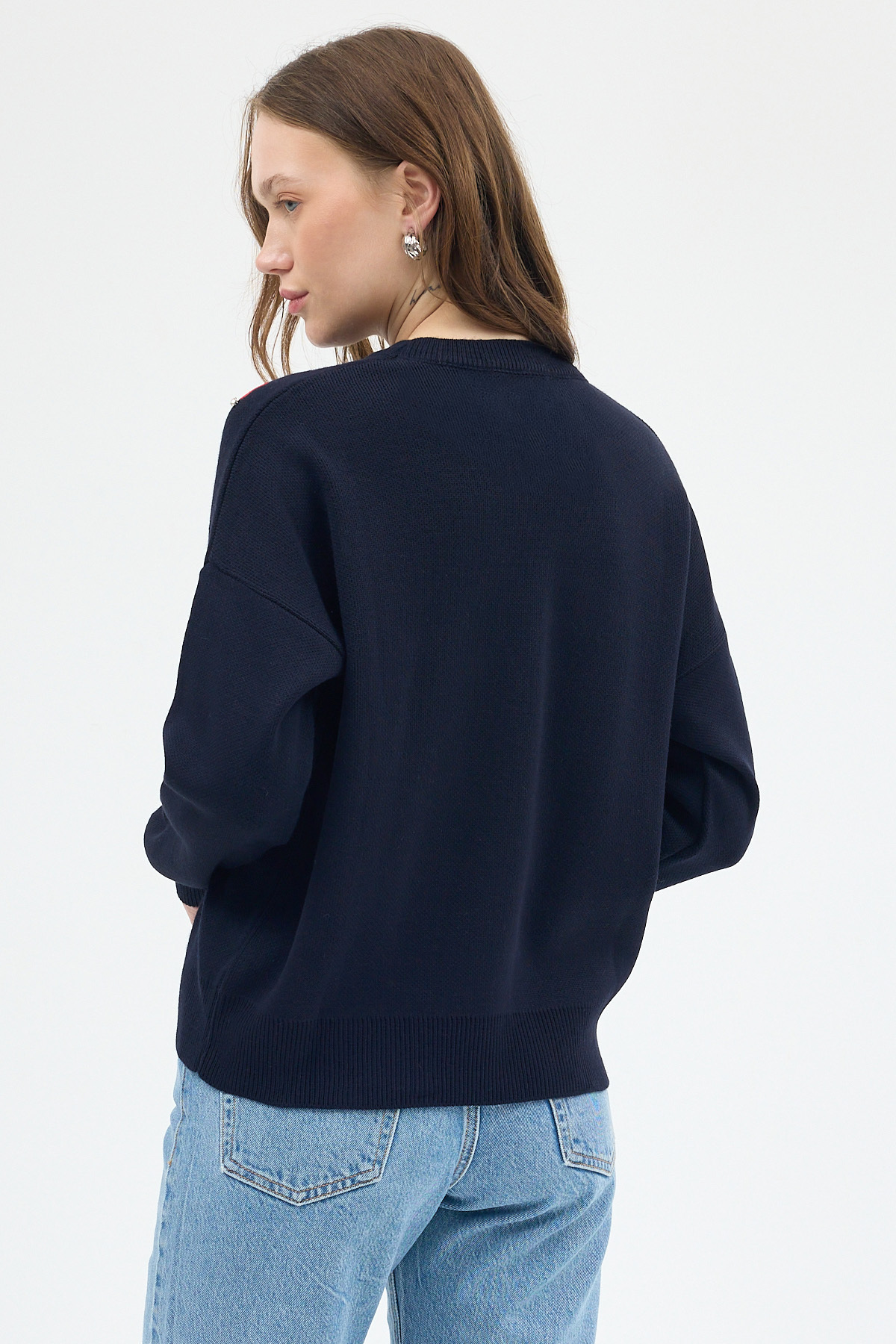 Laci Kalp Desenli Örme Kadın Kazak 7120 - 5