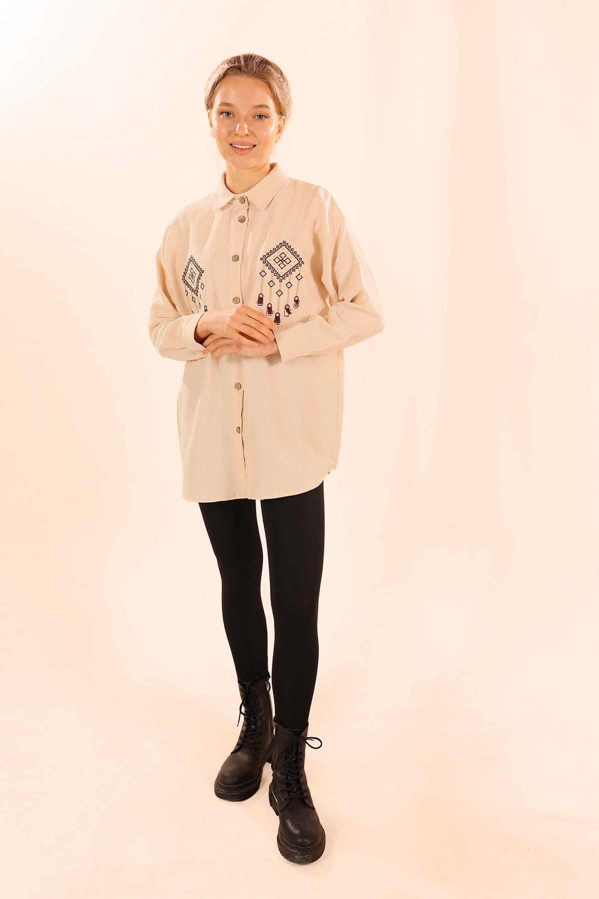 71388 Cep Nakış Detay Gömlek Taş - 3