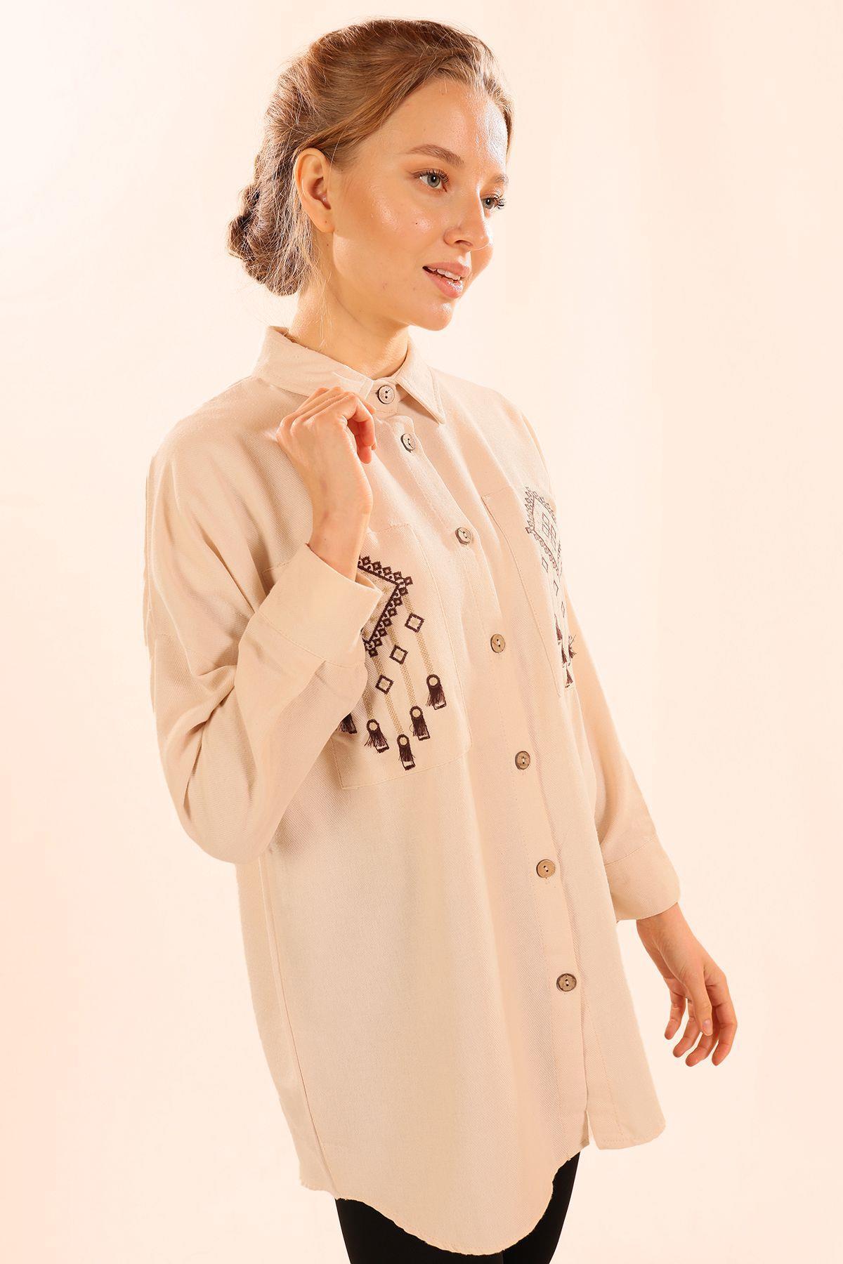 71388 Cep Nakış Detay Gömlek Taş - 6