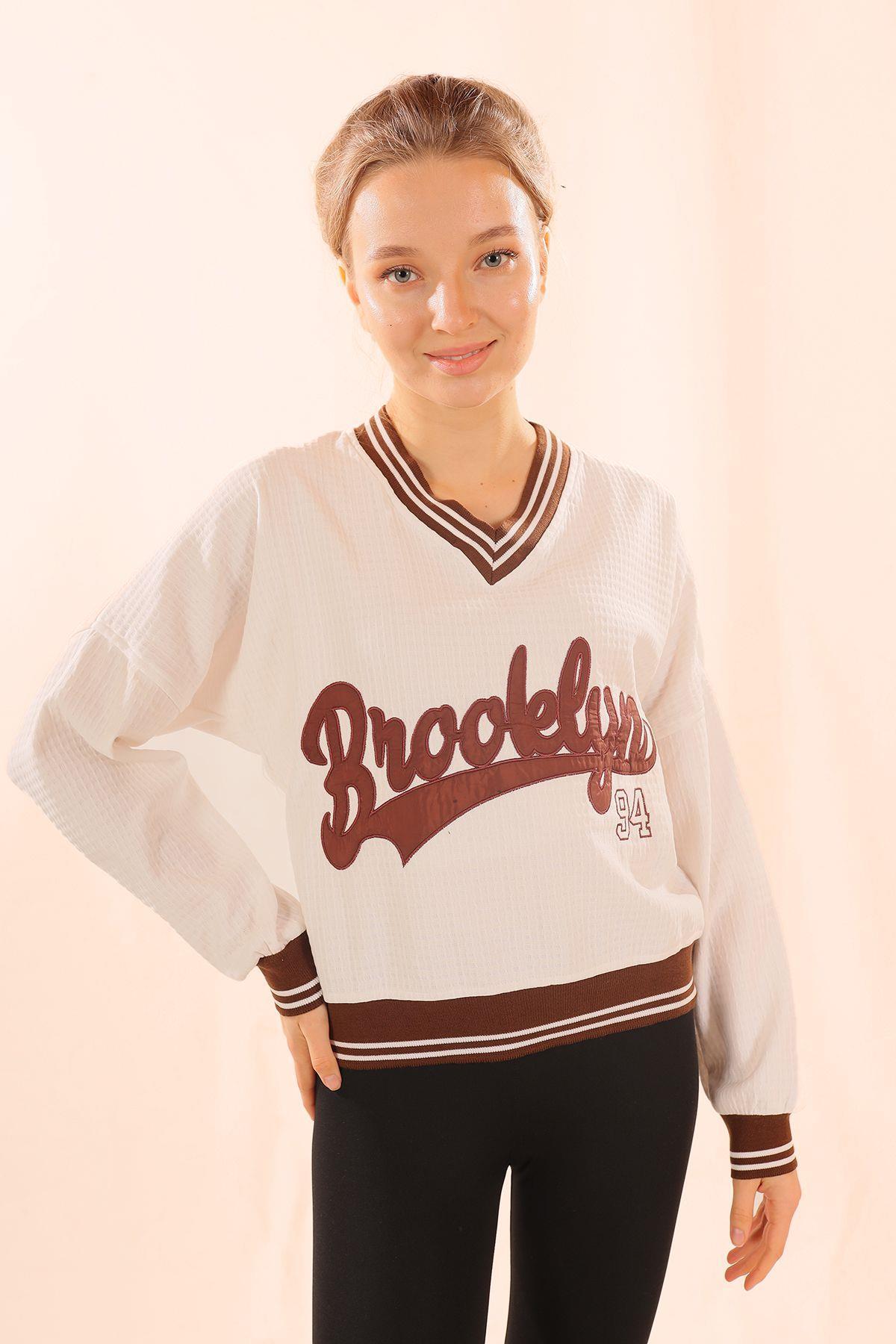 Kahve Brooklyn Baskı Sweat 71399 - 2