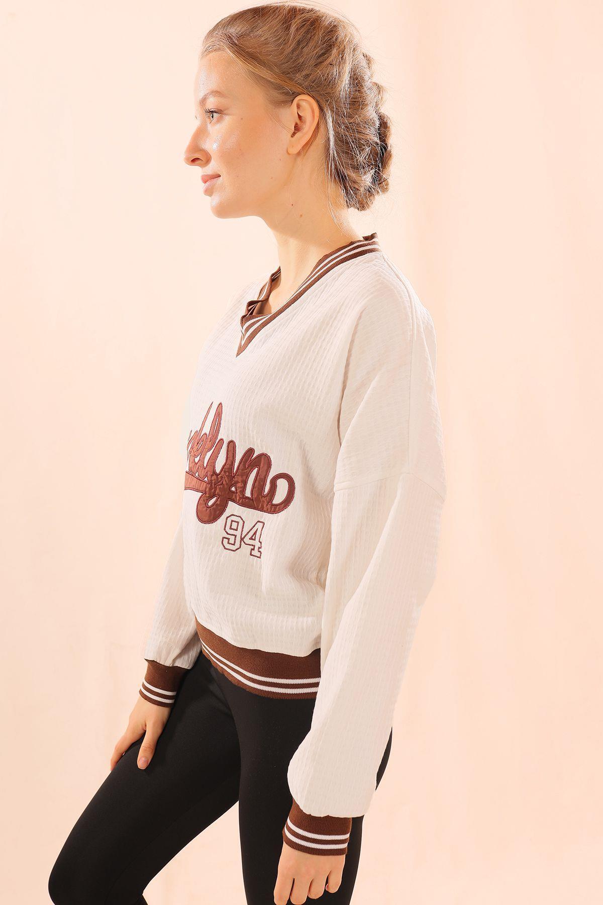 Kahve Brooklyn Baskı Sweat 71399 - 4