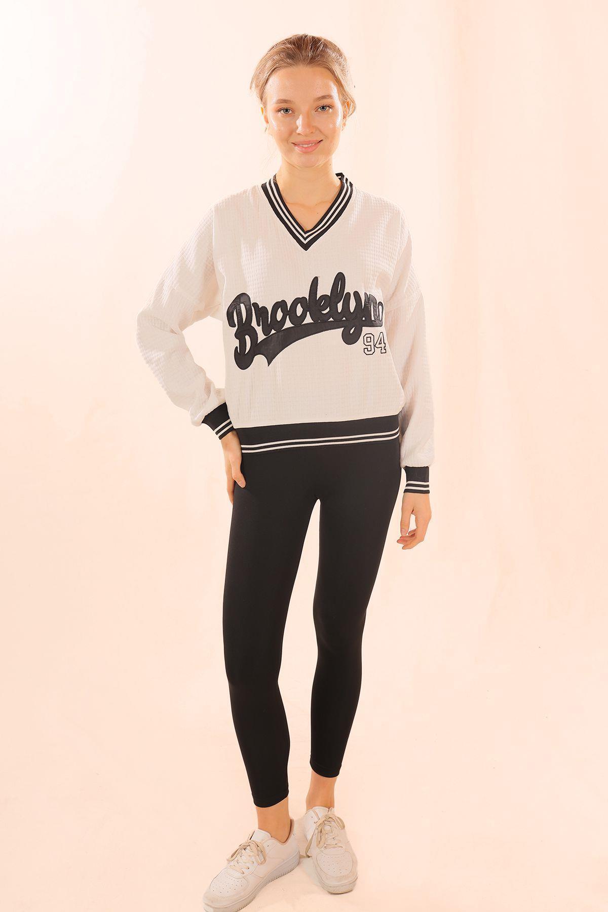 Siyah Brooklyn Baskı Sweat 71399 - 5