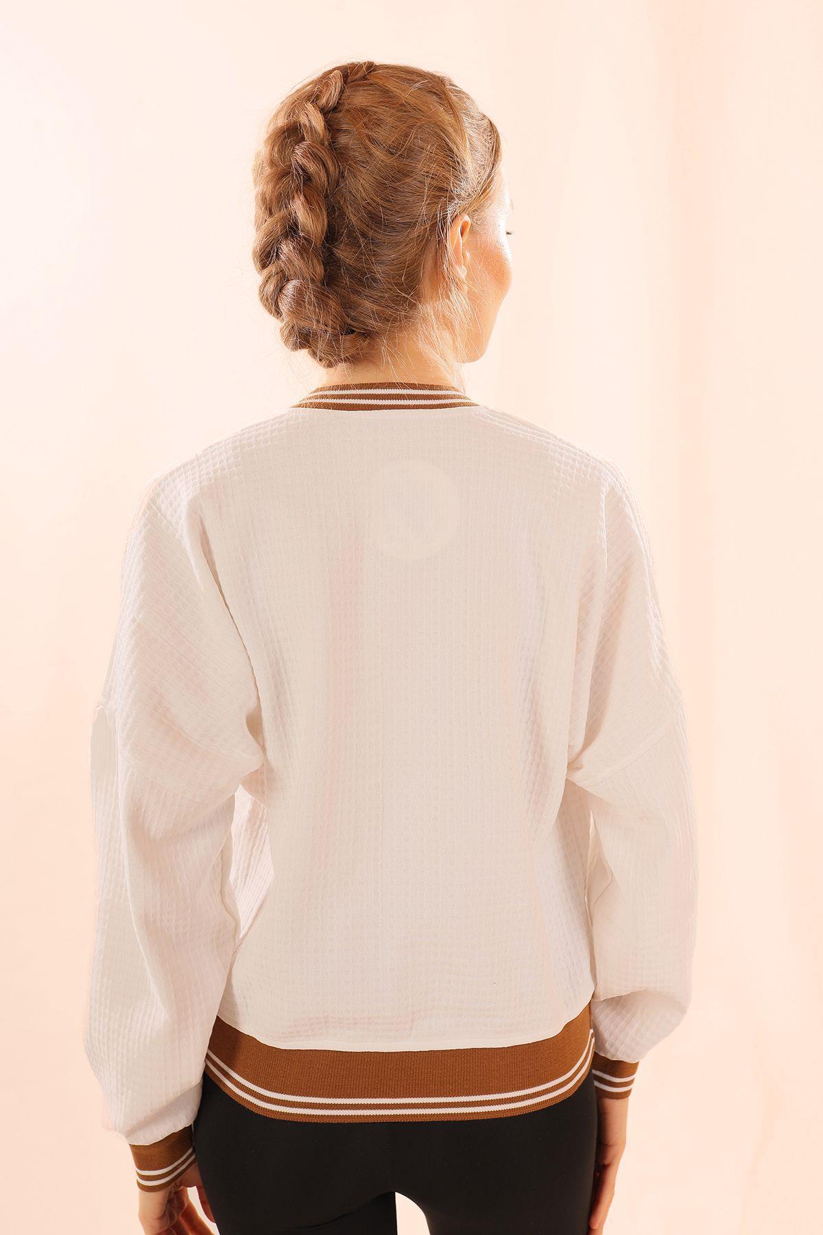 71399 Brooklyn Baskı Sweat Taba - 4