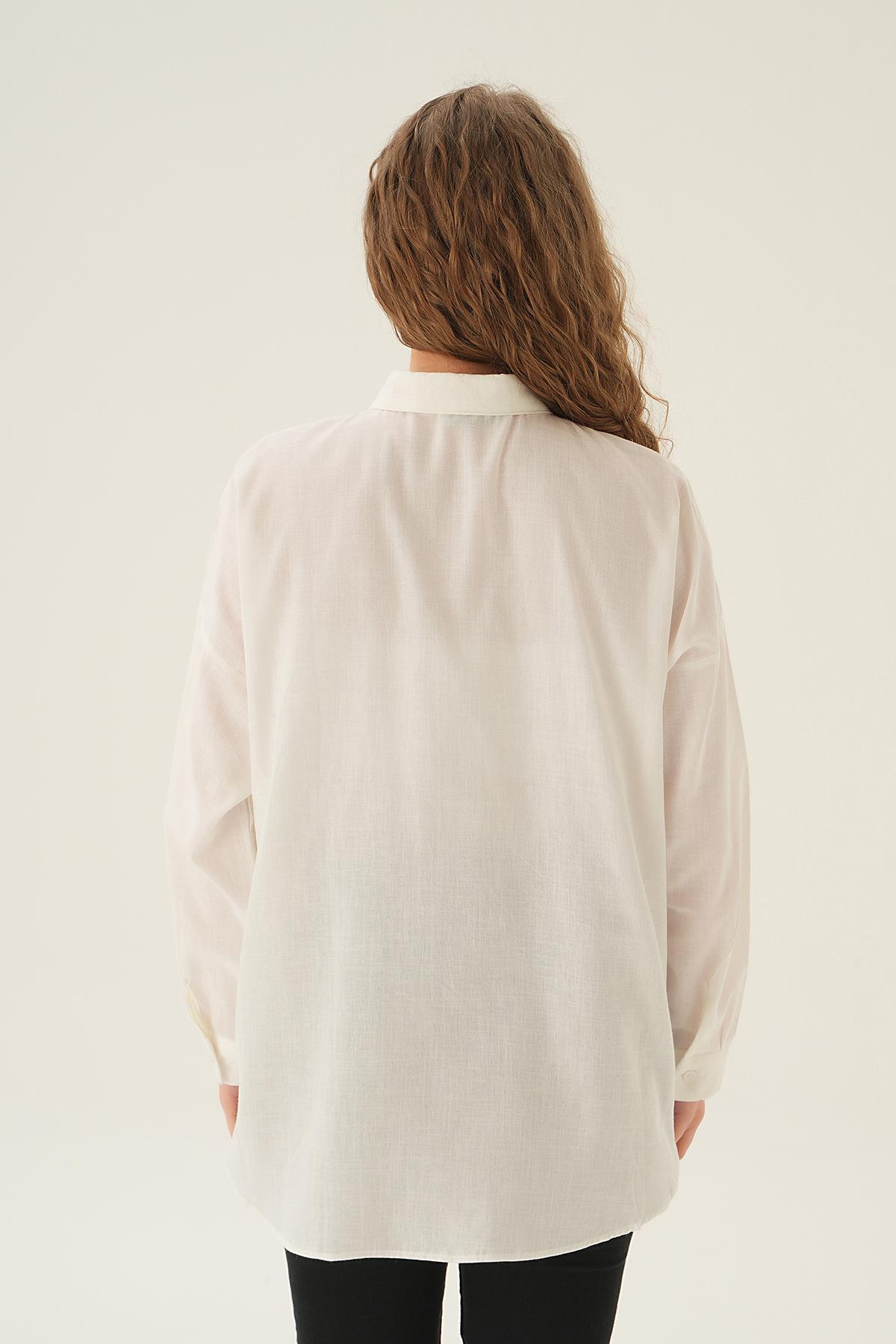 Ekru Cep İşleme Detay Gömlek 71422 - 3