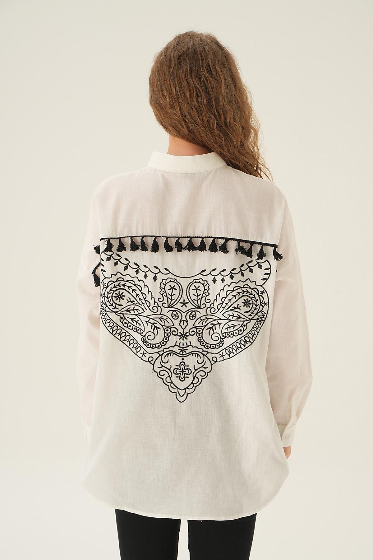 Siyah Arka Baskılı Gömlek 71423 - 4