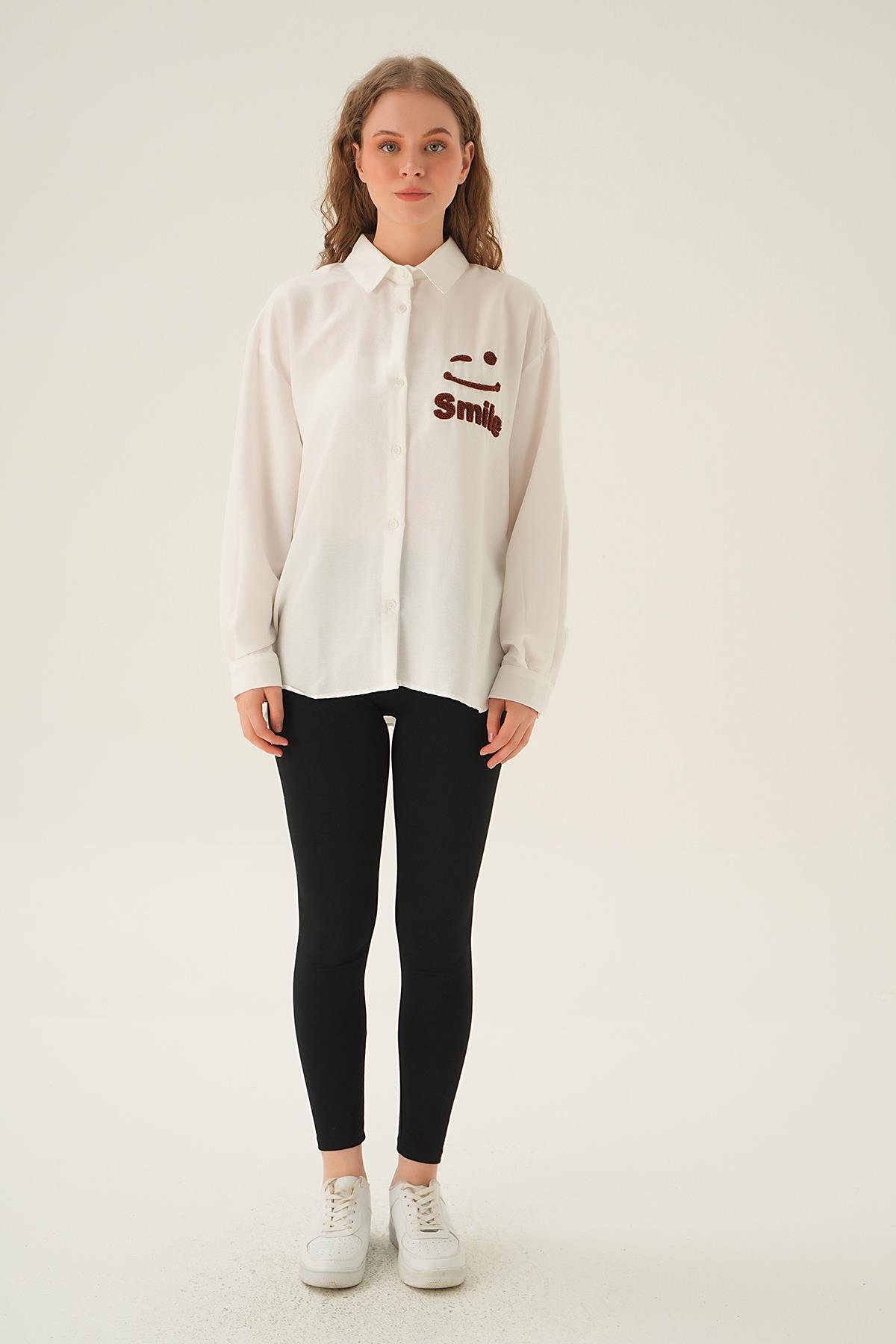 Kahve Smile Baskı Gömlek 71440 - 5