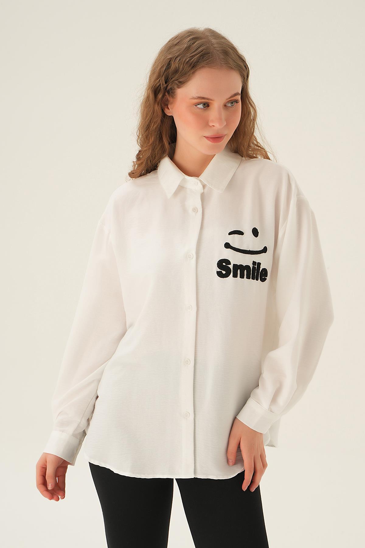 Siyah Smile Baskı Gömlek 71440 