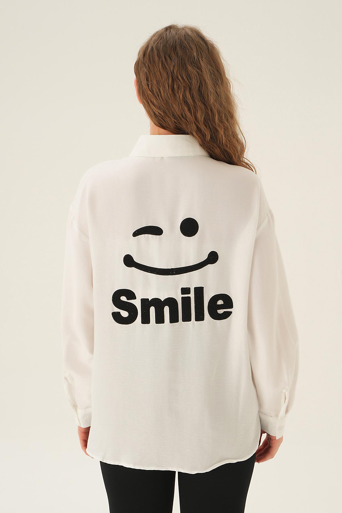 Siyah Smile Baskı Gömlek 71440 - 3