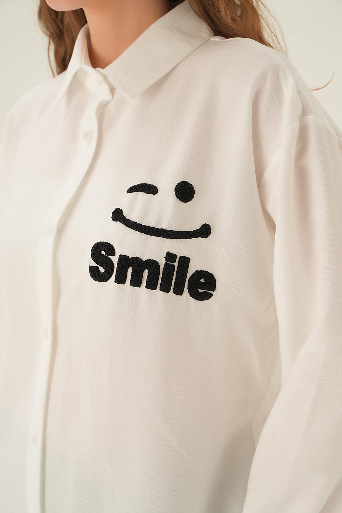 Siyah Smile Baskı Gömlek 71440 - 4