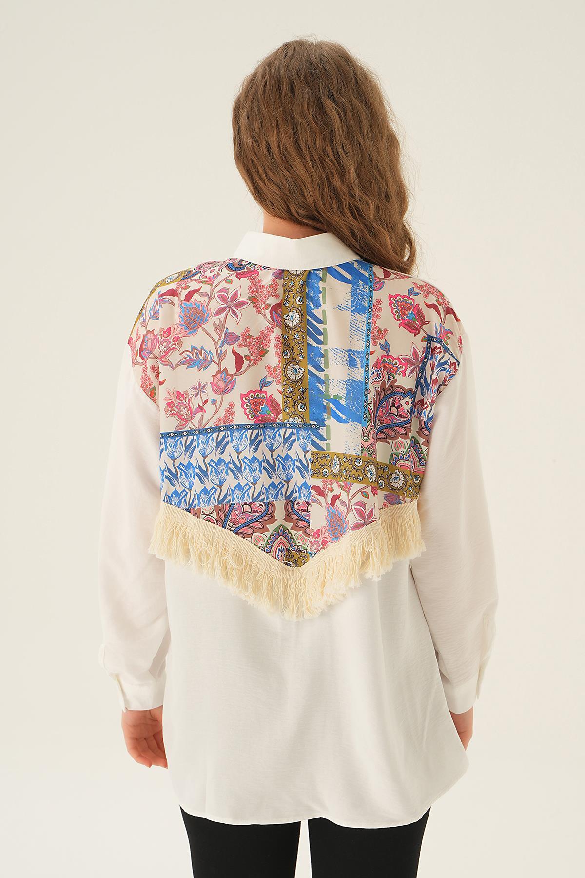 71441 Arka Baskılı Gömlek Mavi - 3