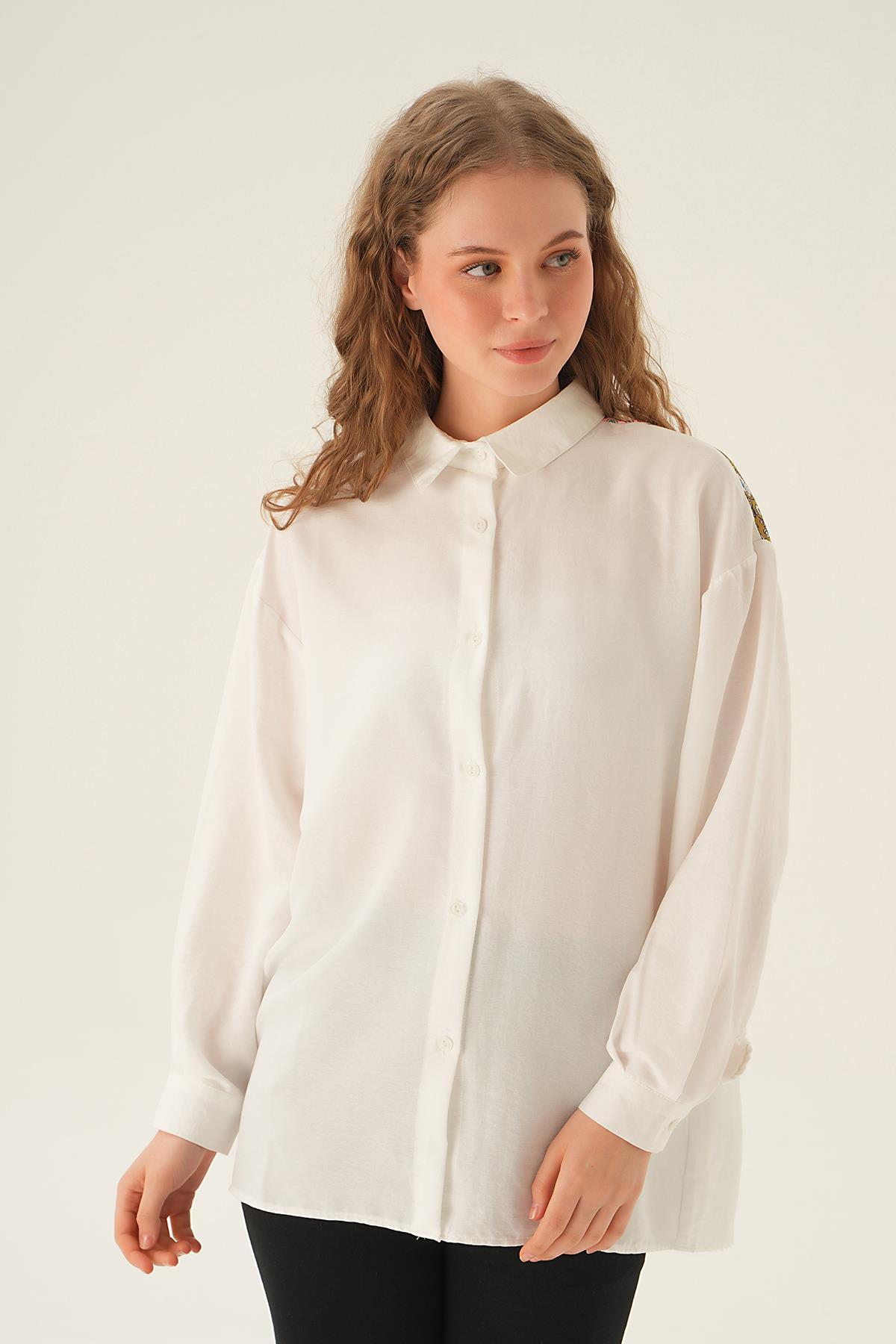 Mavi Arka Baskılı Gömlek 71441 - 1