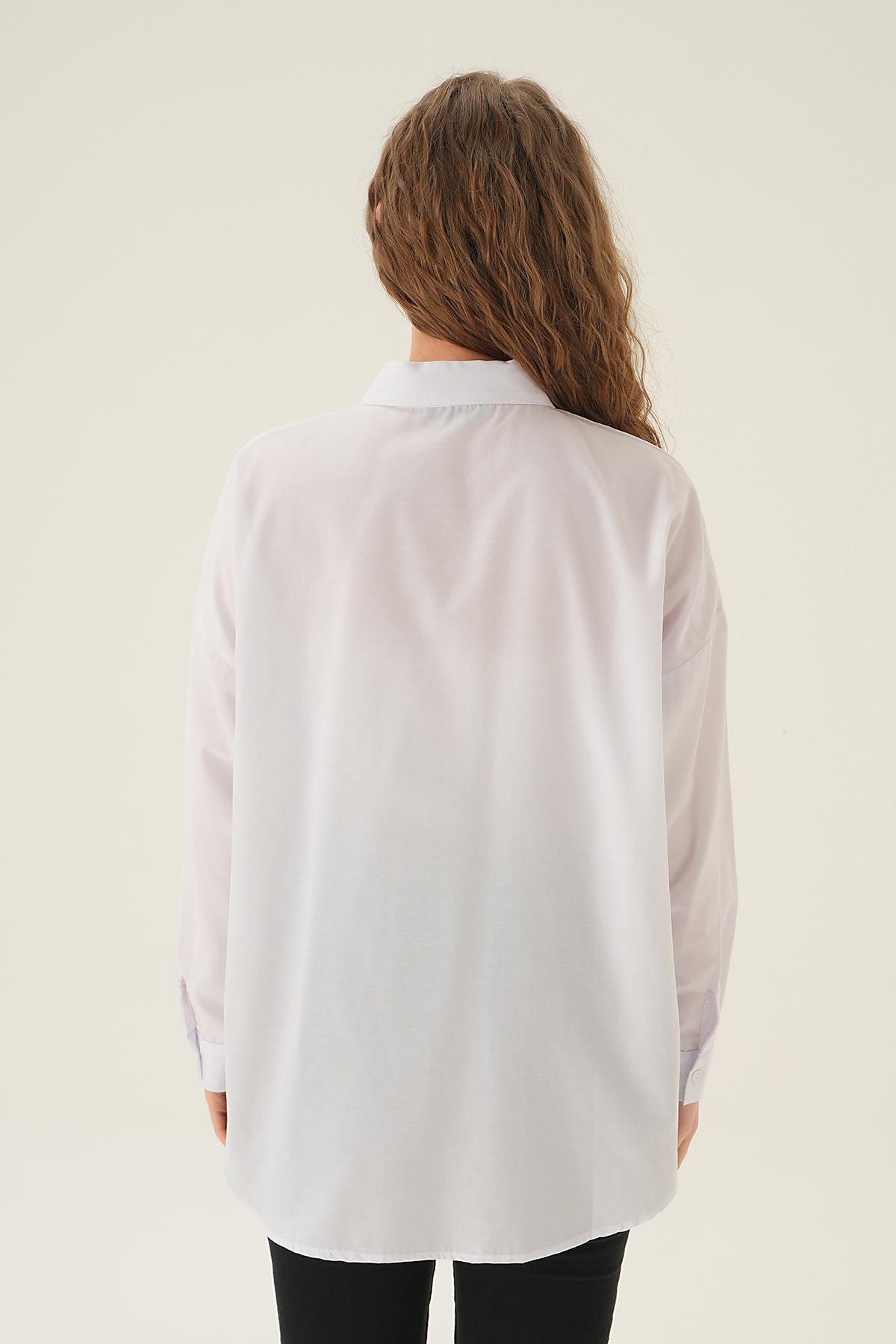Beyaz Taş Detay Gömlek 71445 - 3
