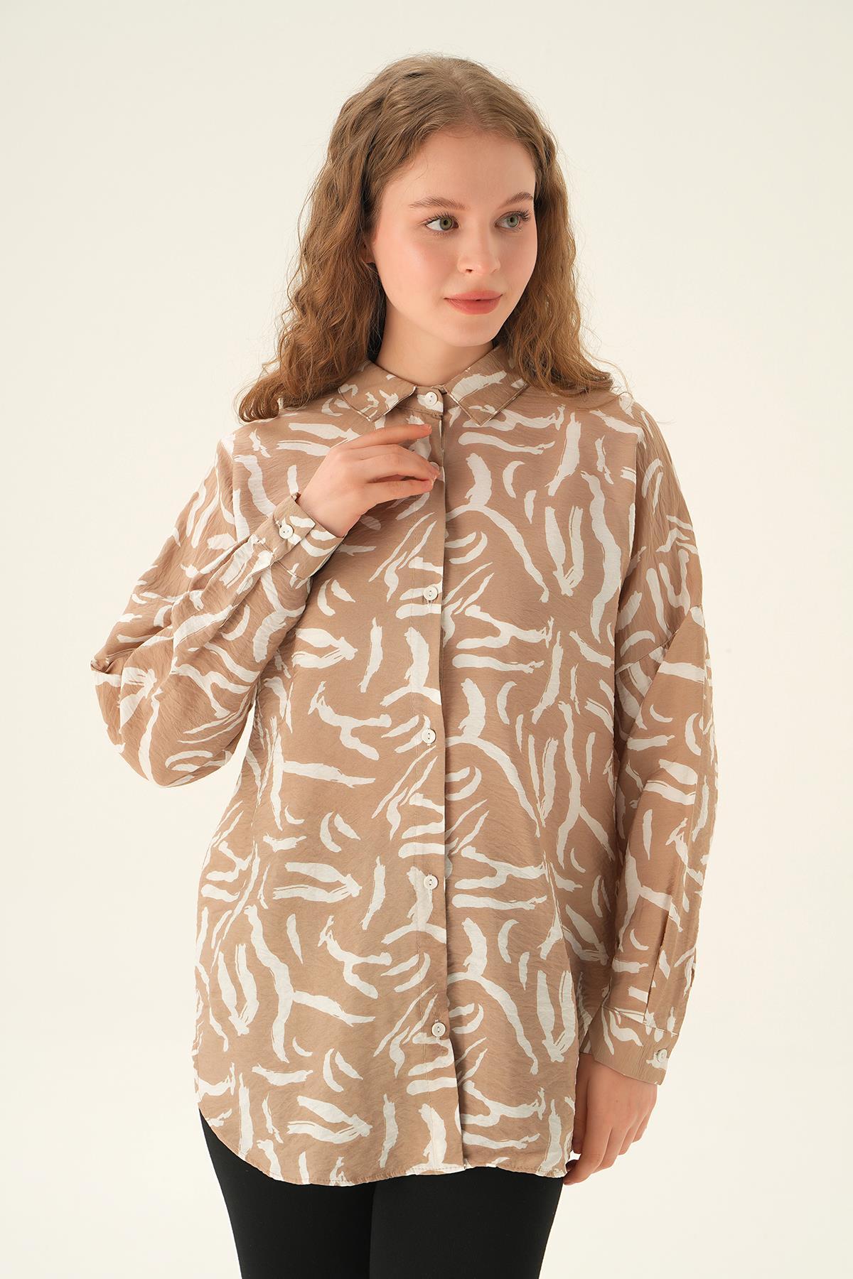 Bej Zebra Detay Gömlek 71467 - 3