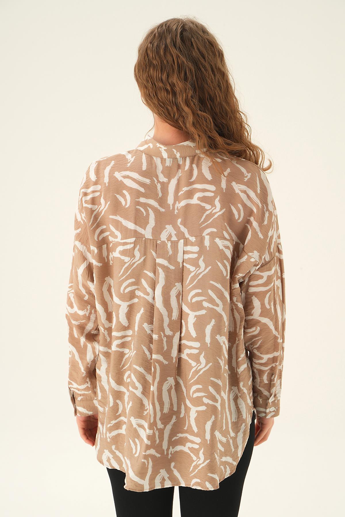 Bej Zebra Detay Gömlek 71467 - 4