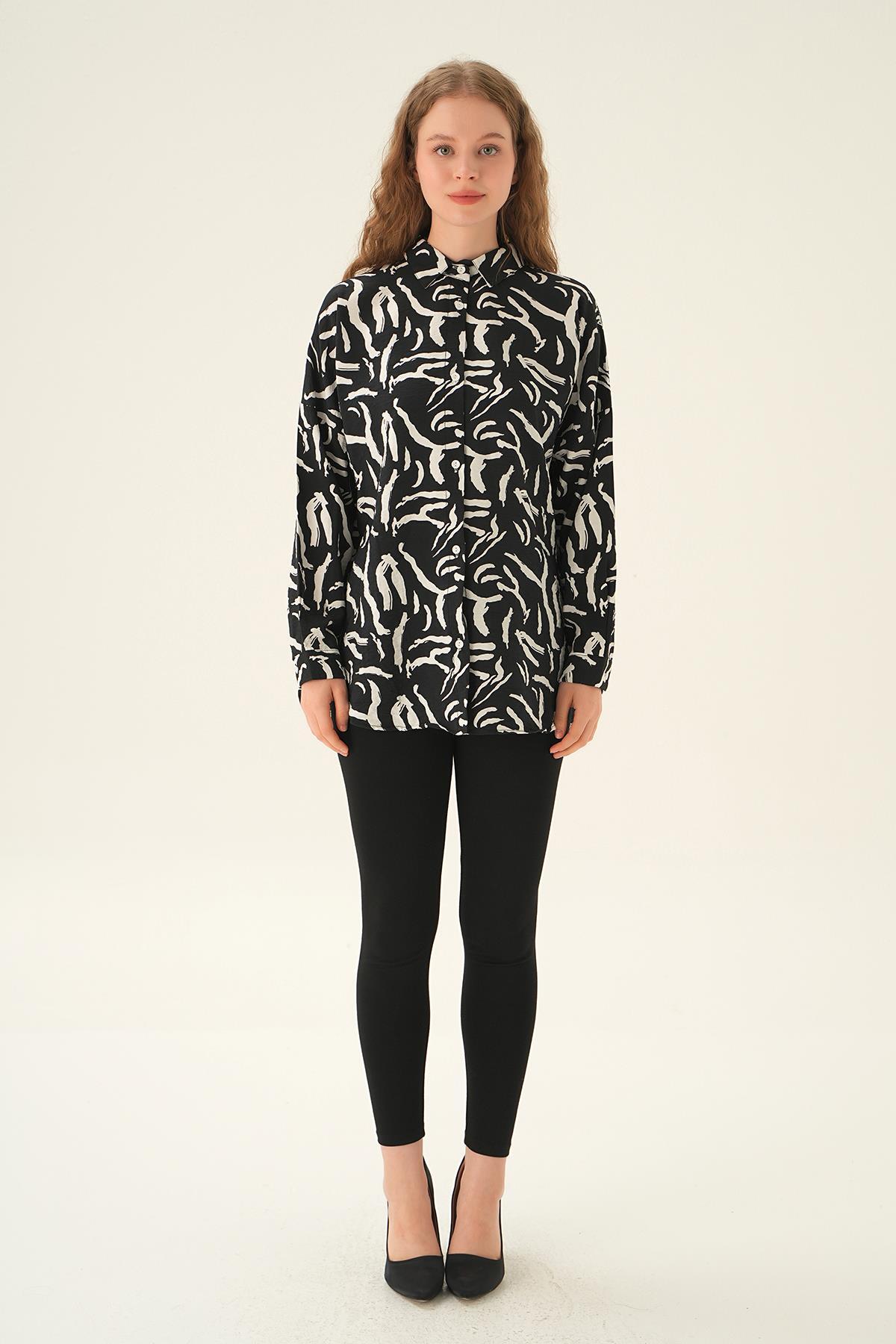 71467 Zebra Detay Gömlek Siyah - 6