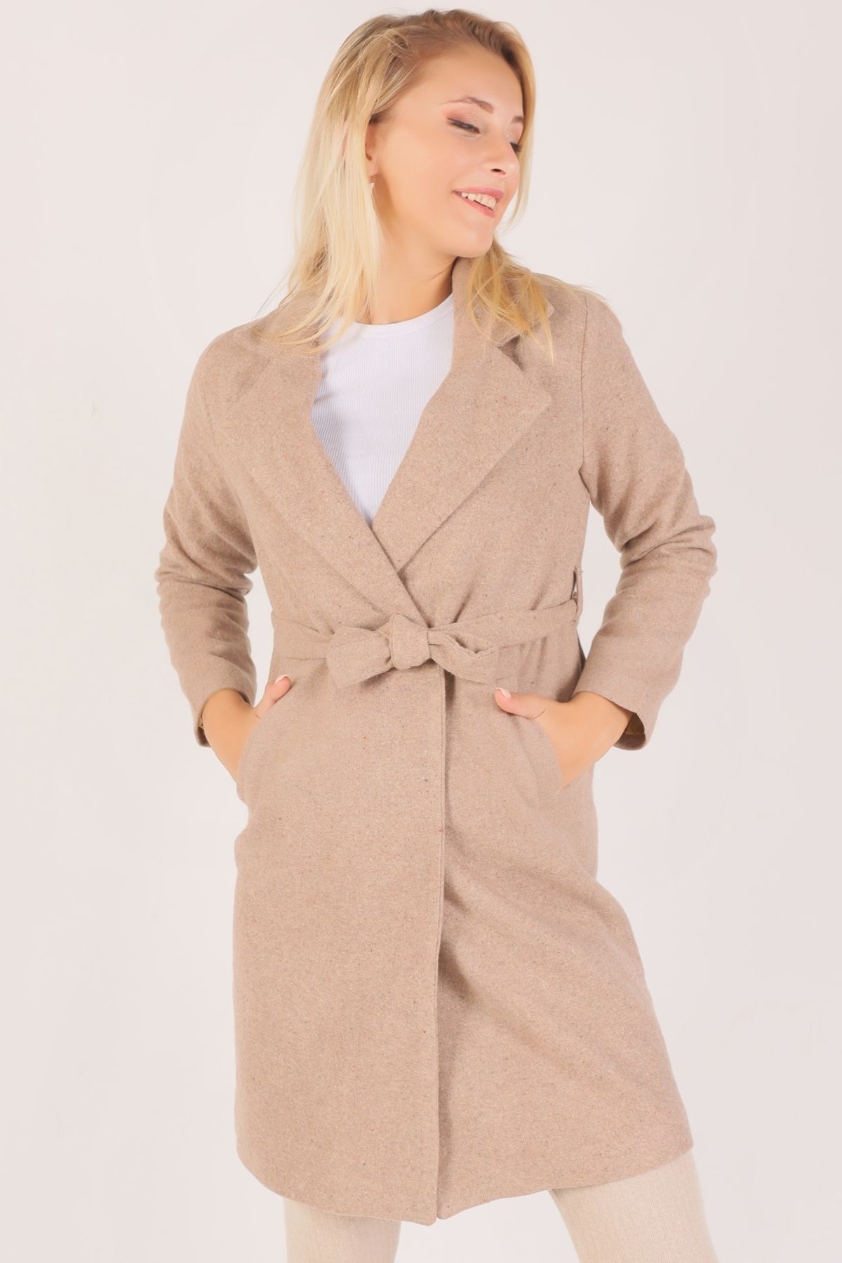 7149A Belden Bağlamalı Uzun Kaban Vizon - 3