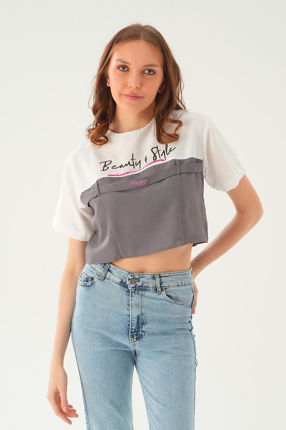 71504 Kanguru Cepli Tişört Ekru - 3