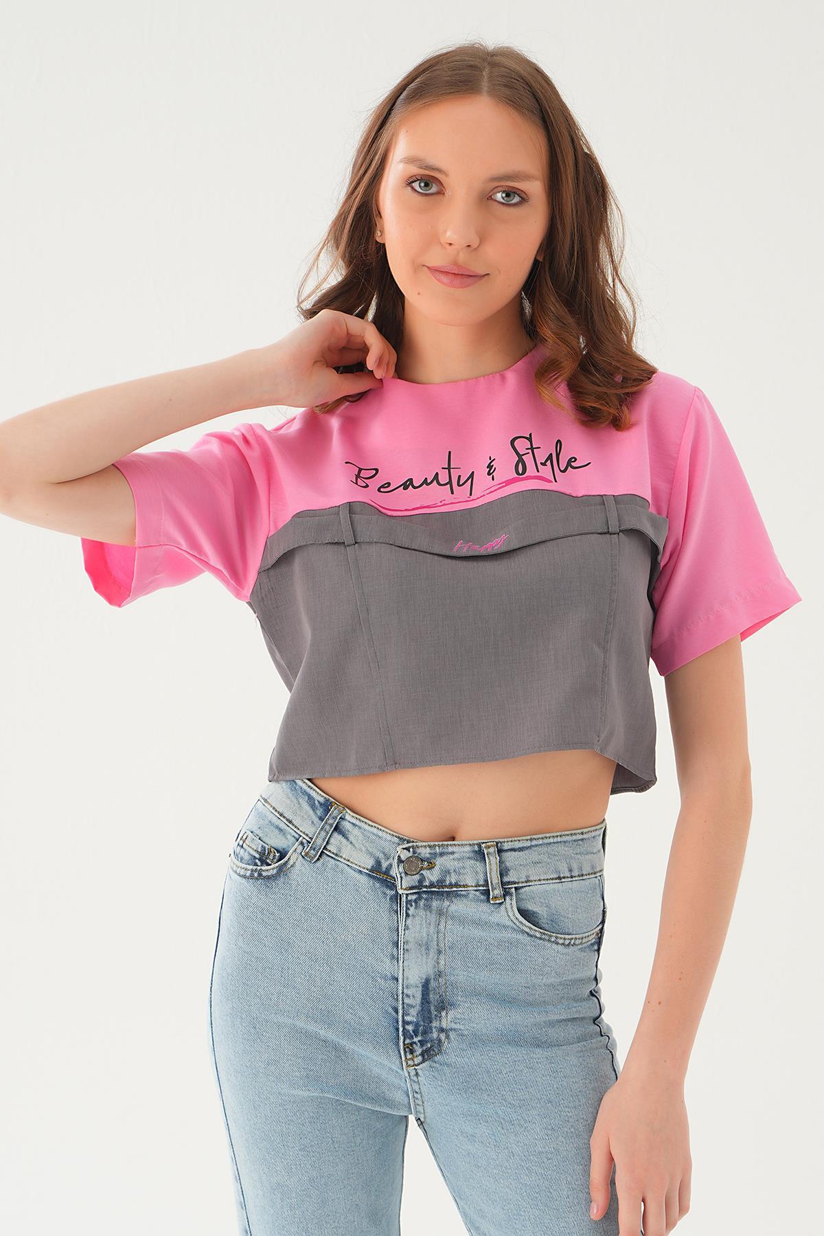 Pembe Kanguru Cepli Tişört 71504 