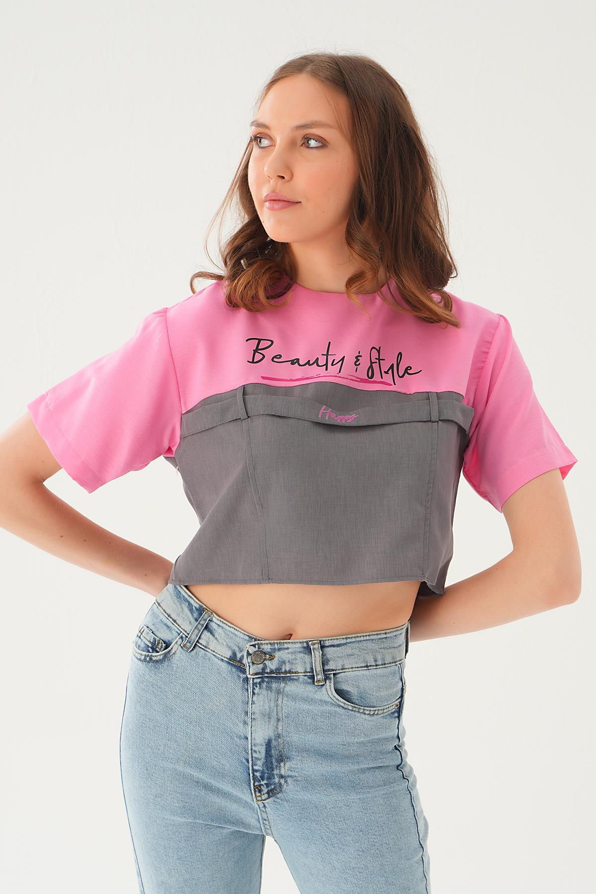 Pembe Kanguru Cepli Tişört 71504 - 4