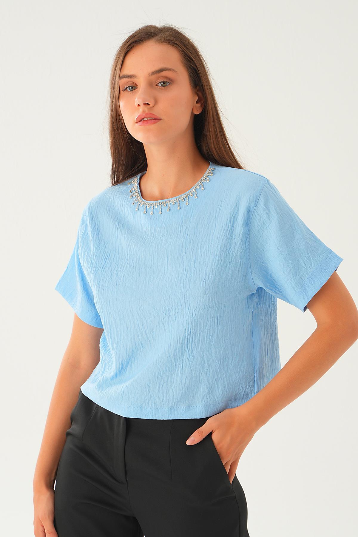 Bebe Mavi Taş Detay Tişört 71509 - 2