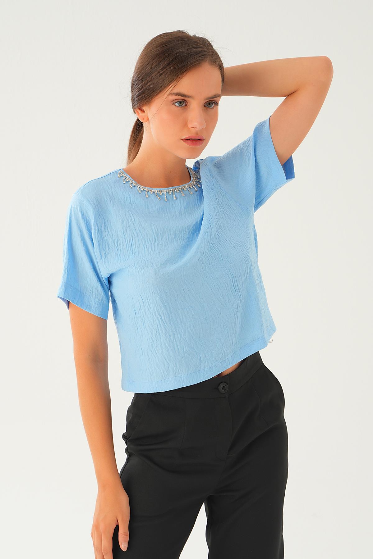 Bebe Mavi Taş Detay Tişört 71509 - 3