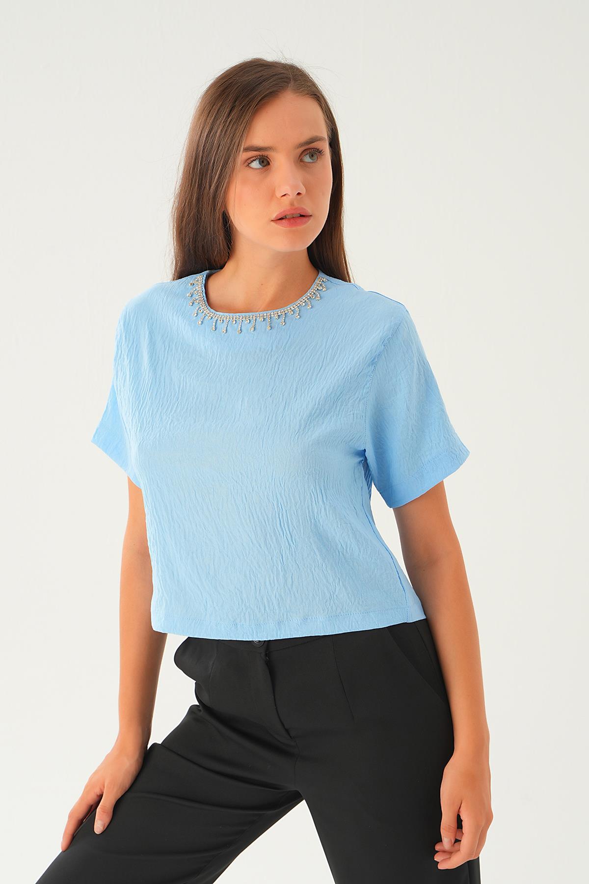 Bebe Mavi Taş Detay Tişört 71509 - 4