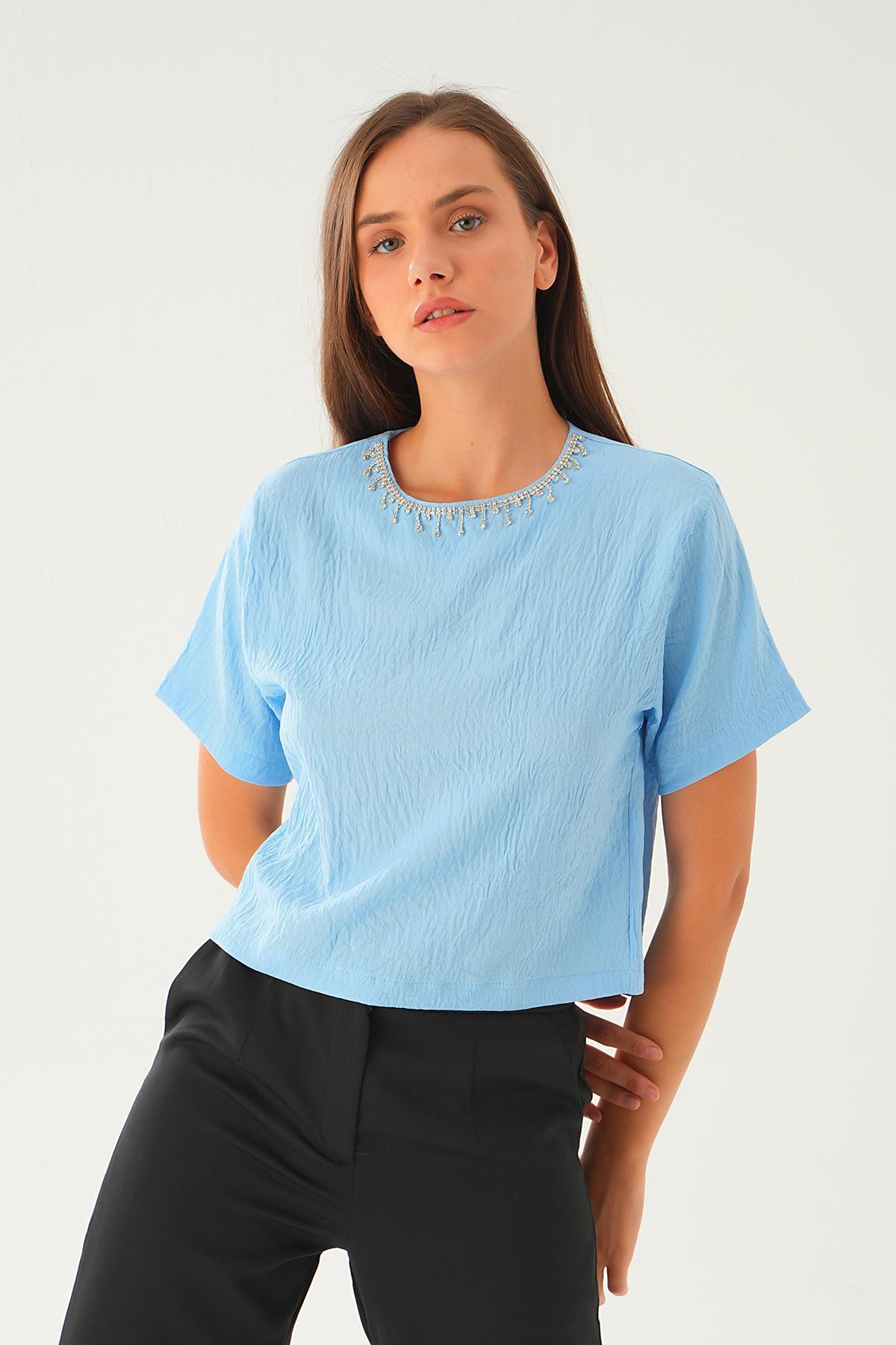 Bebe Mavi Taş Detay Tişört 71509 - 5