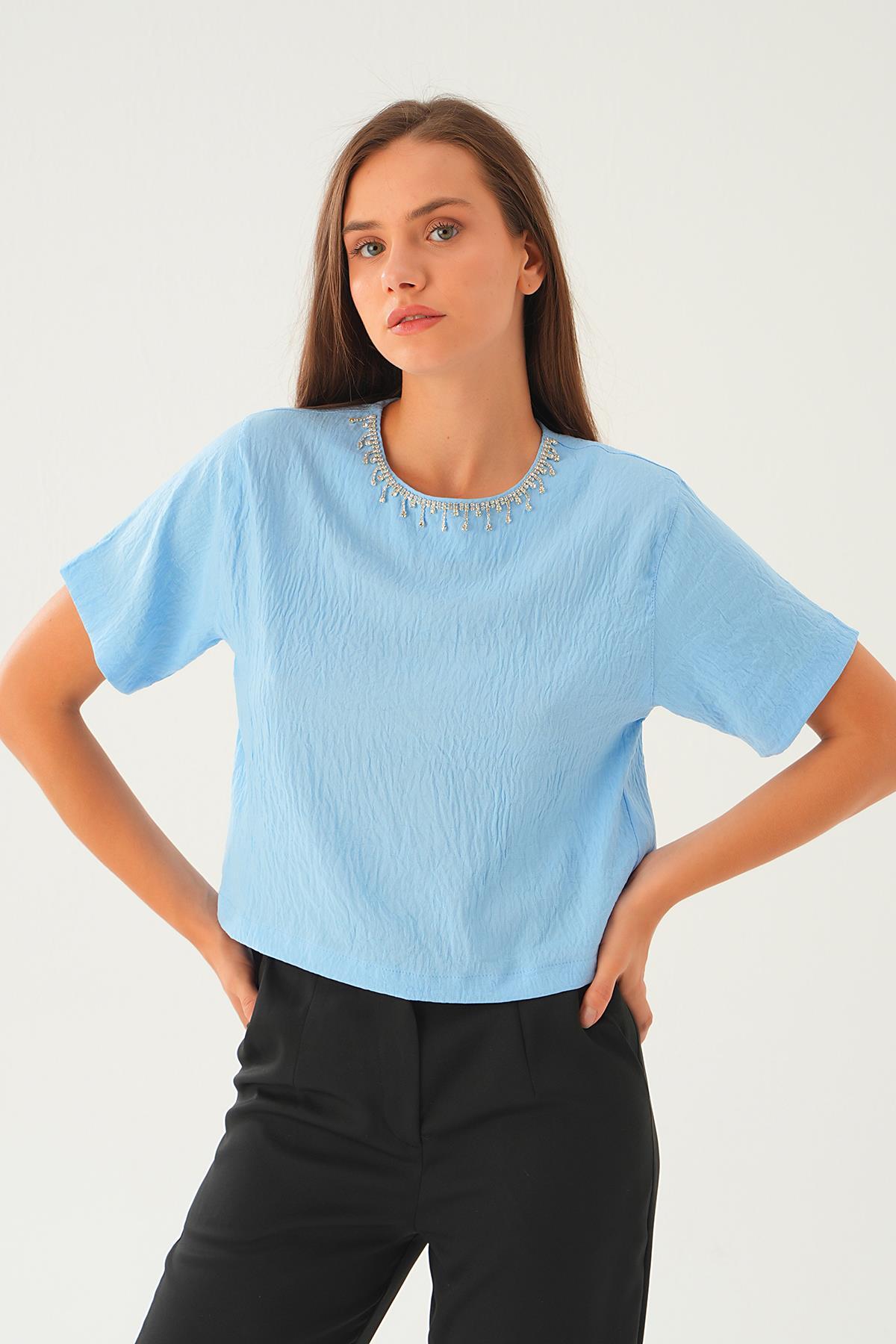 Bebe Mavi Taş Detay Tişört 71509 - 6