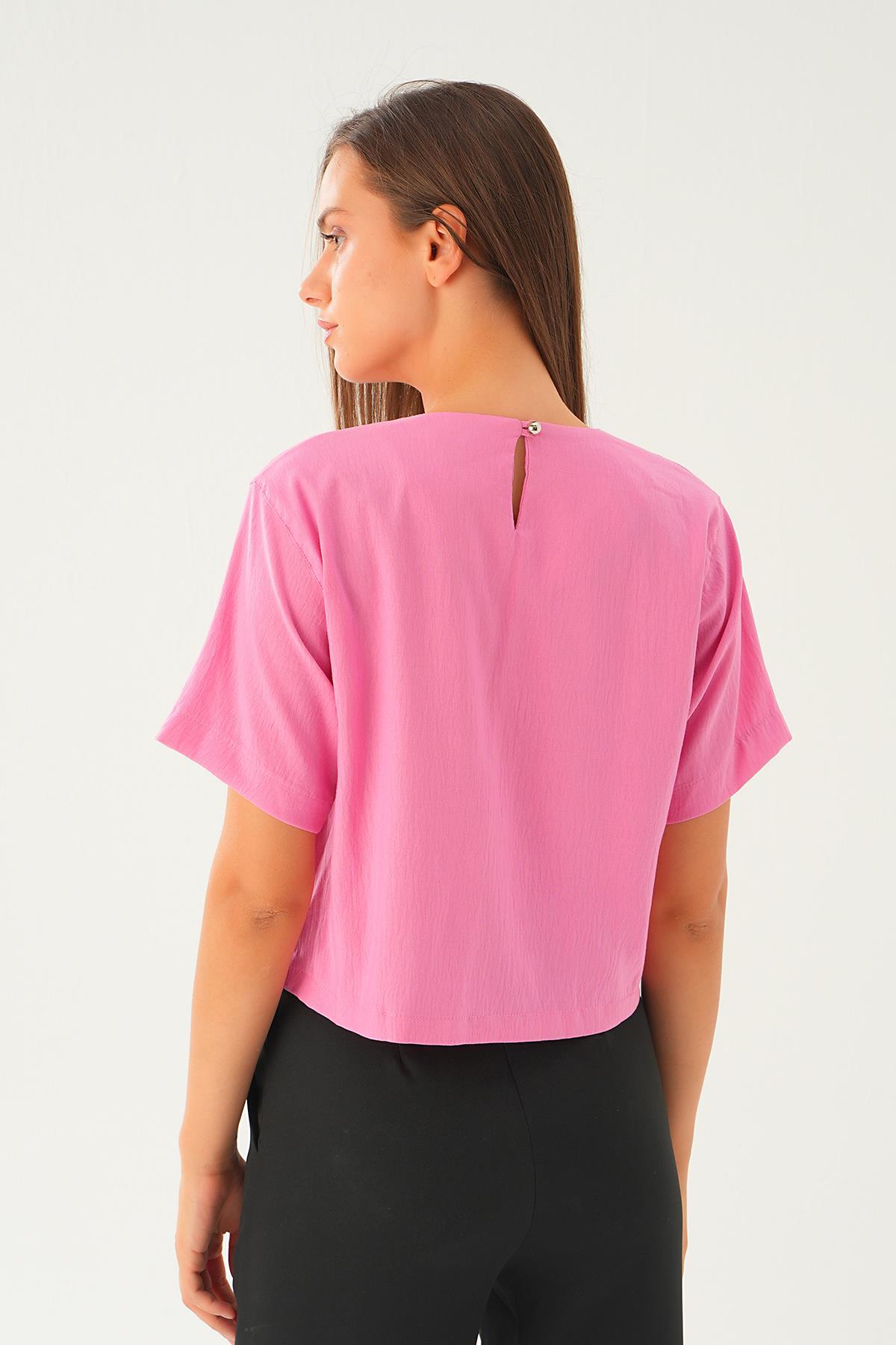 Pembe Taş Detay Tişört 71509 - 5