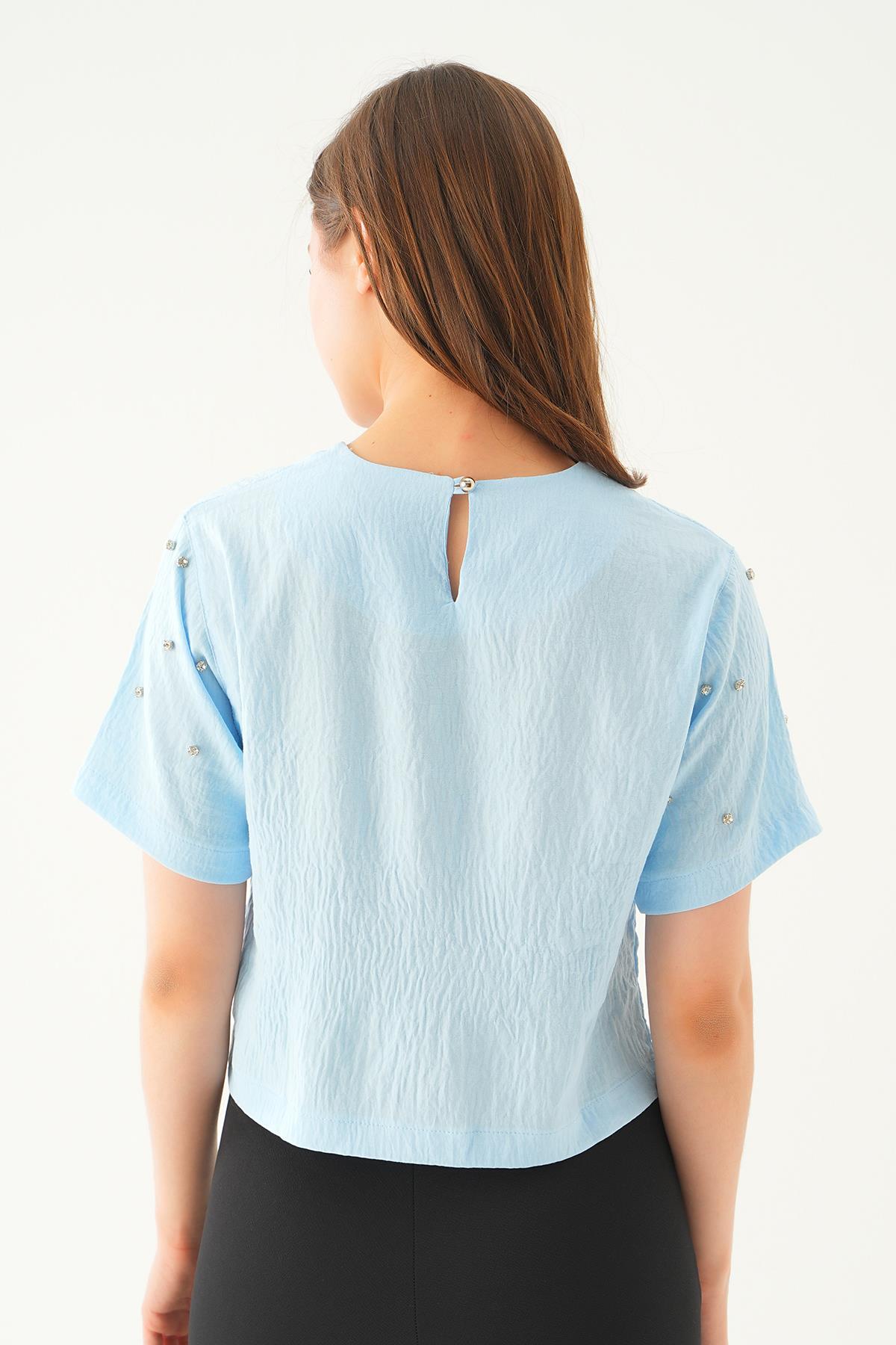 Bebe Mavi Kol İnci Detay Bluz 71511 - 5