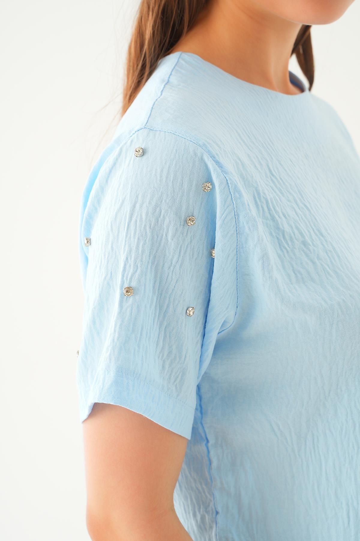 Bebe Mavi Kol İnci Detay Bluz 71511 - 6