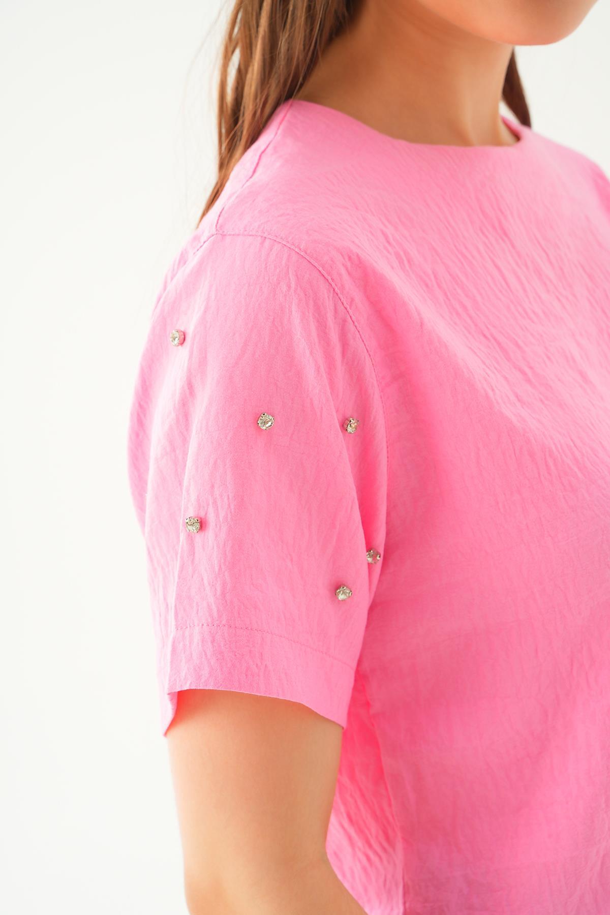 71511 Kol İnci Detay Bluz Pembe - 6