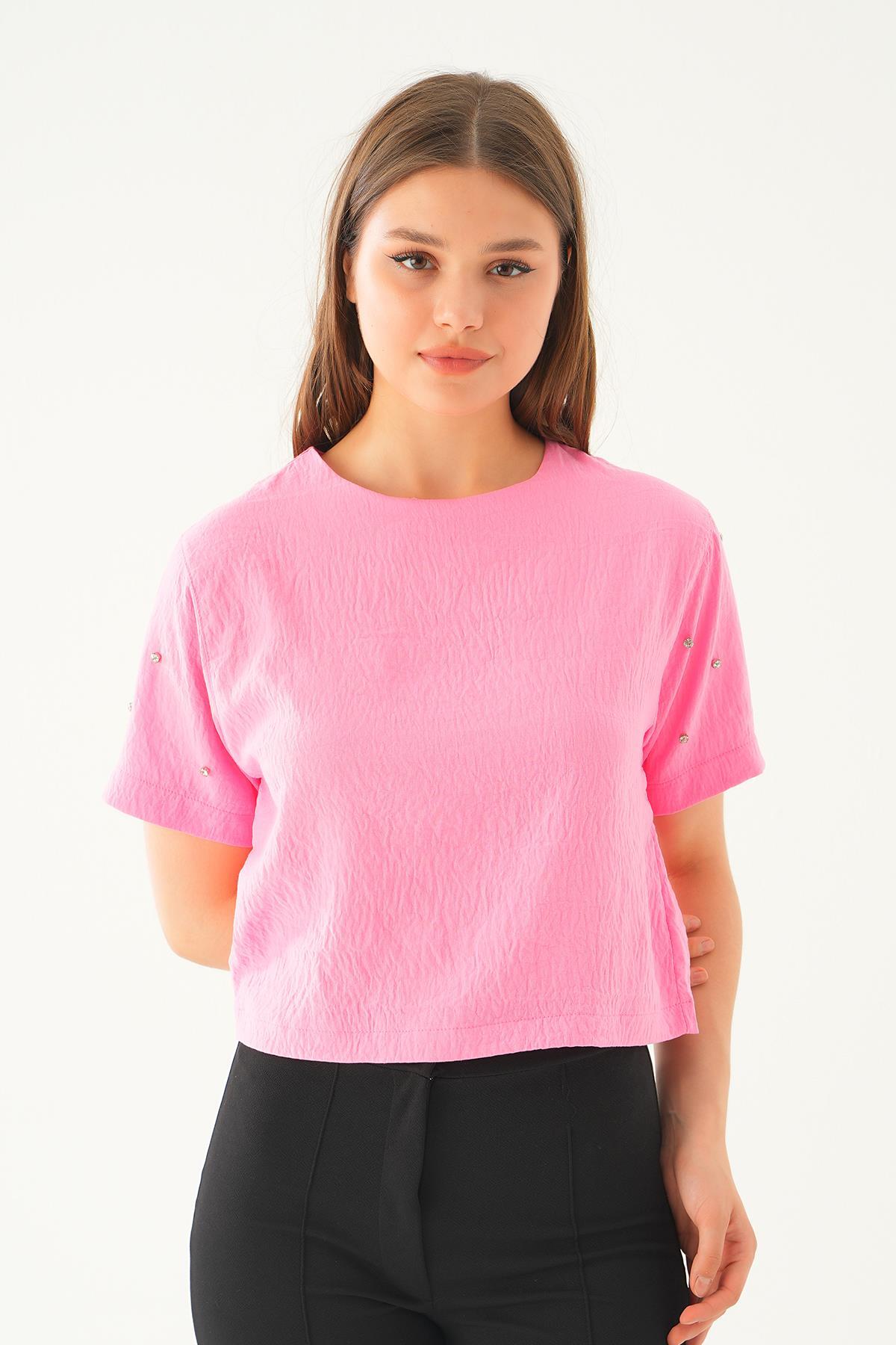 Pembe Kol İnci Detay Bluz 71511 - 3