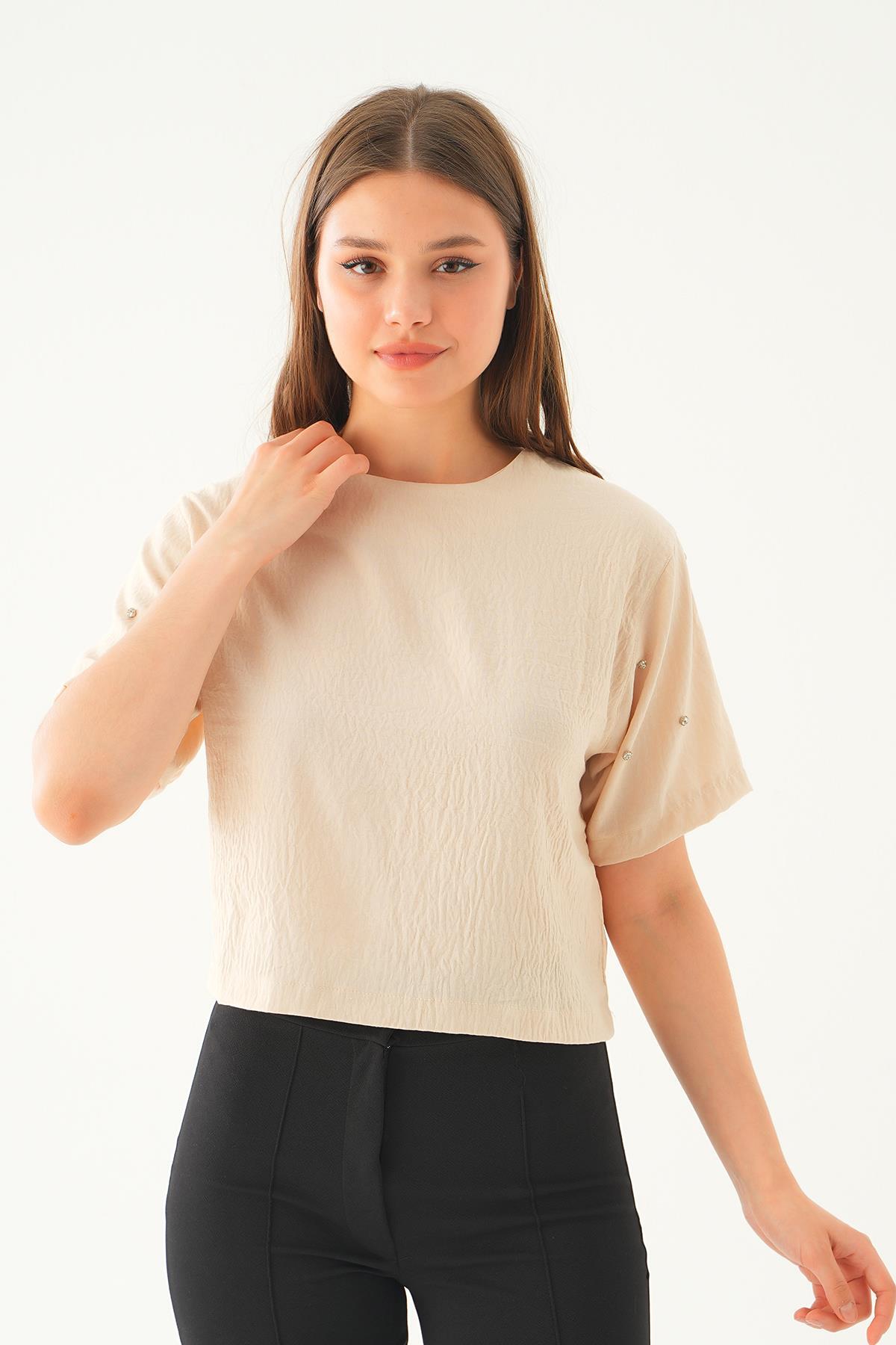 Taş Kol İnci Detay Bluz 71511 - 3